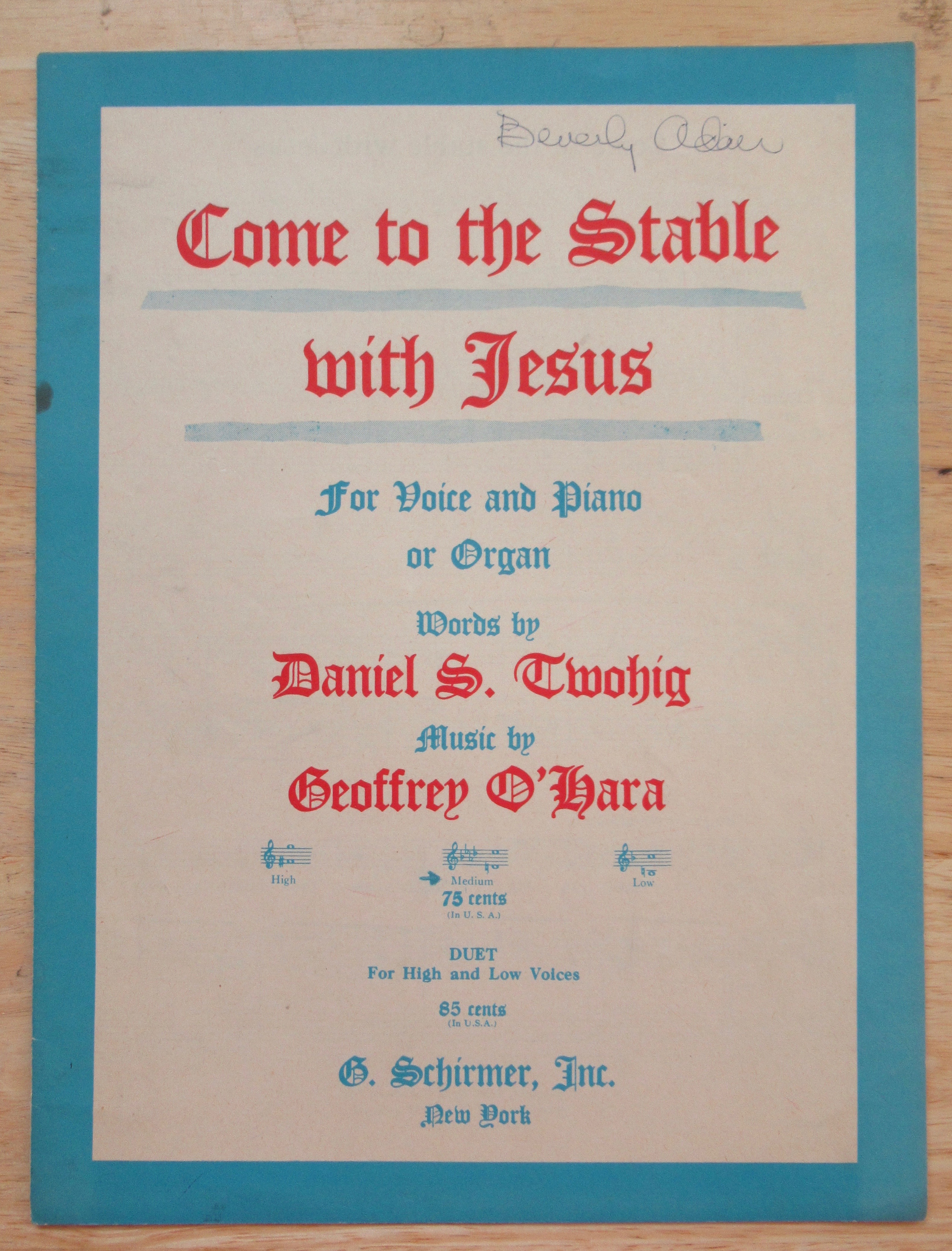 1950 Come To The Stable With Jesus Sheet Music