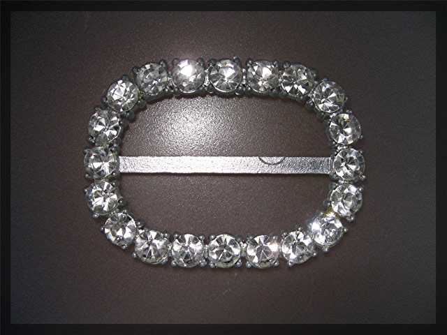 Belt Buckle Crystal Silver Pot Metal