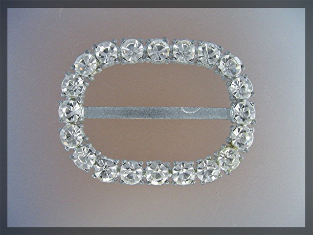 Belt Buckle Crystal Silver Pot Metal