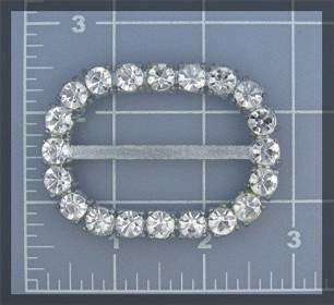 Belt Buckle Crystal Silver Pot Metal