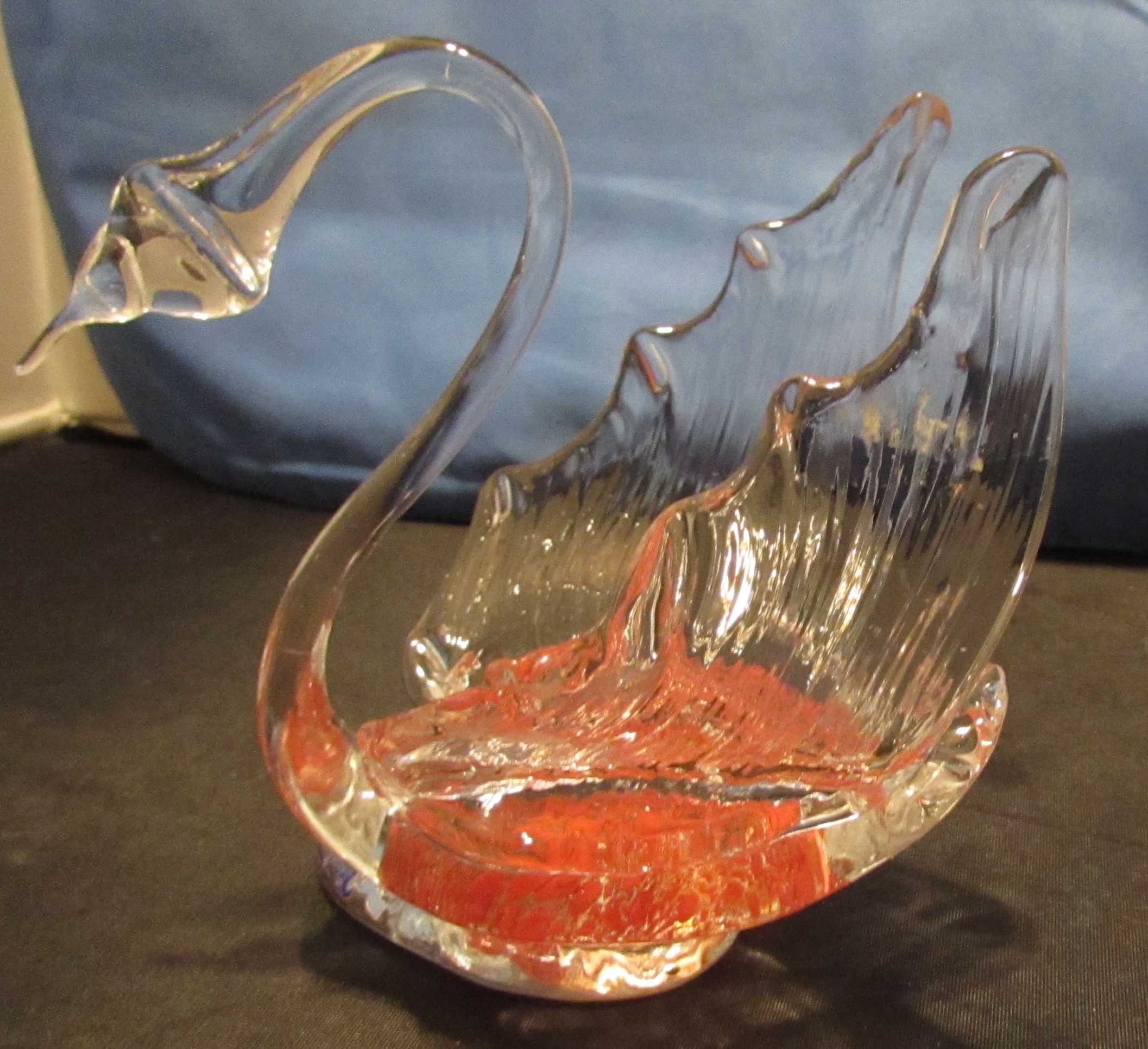 Cased Blown Glass Swan figurine Unsigned