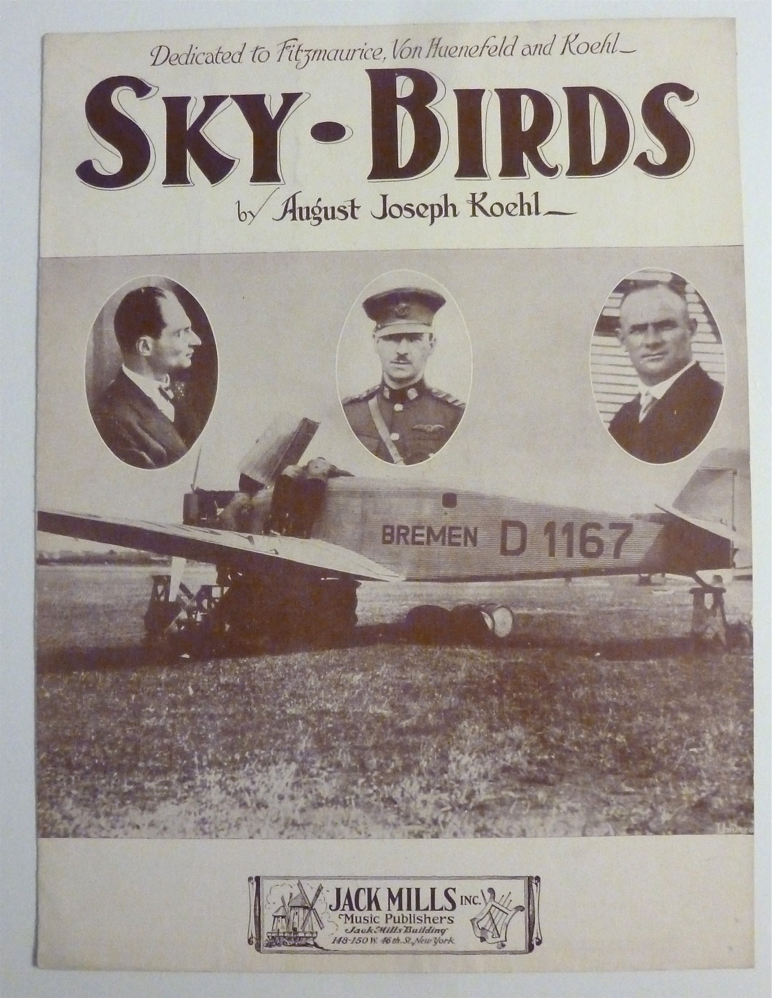 1928 Sheet Music Of Sky Birds By August Joseph Koehl