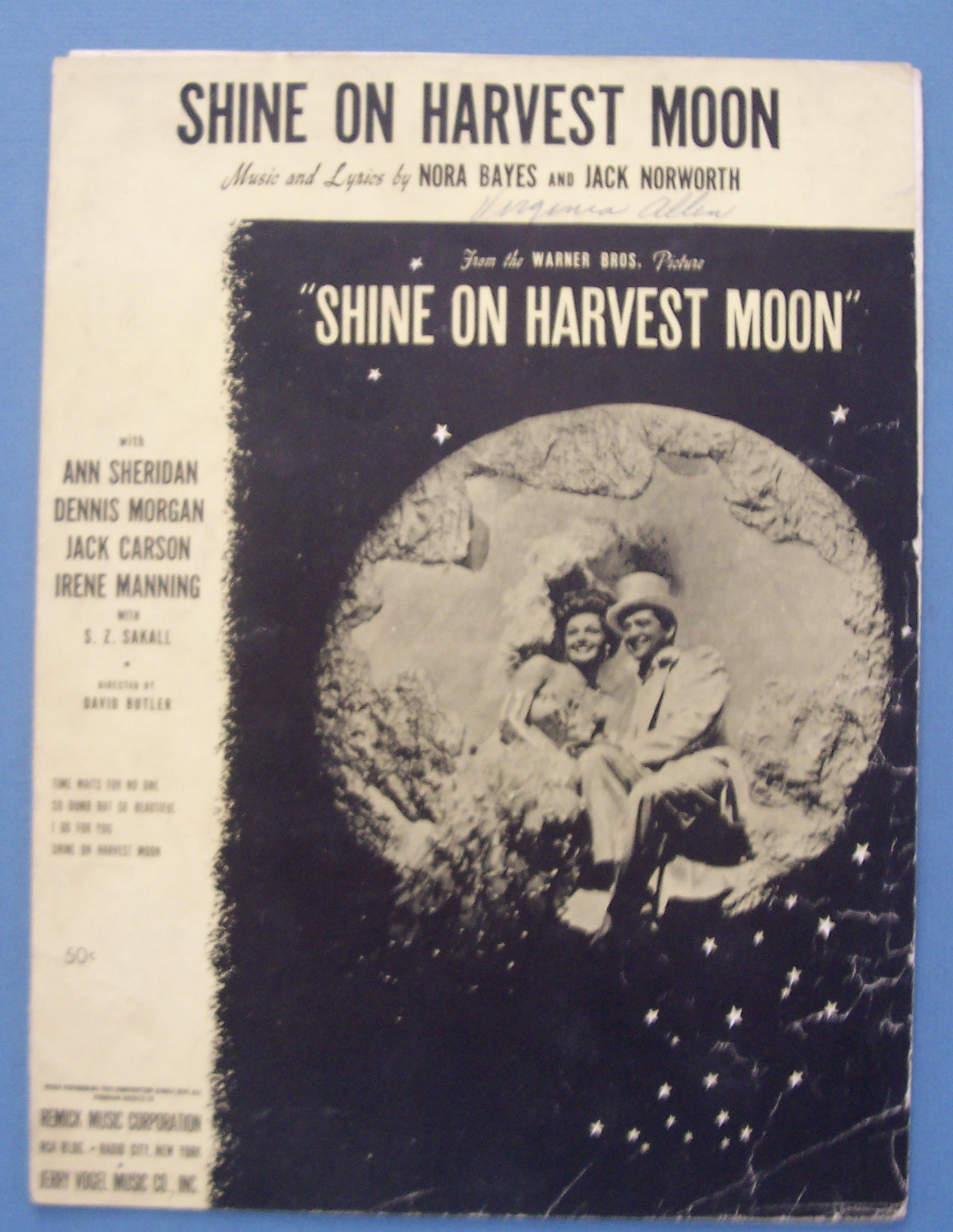 Sheet Music/1941 Shine On Harvest Moon By Nora Bayes