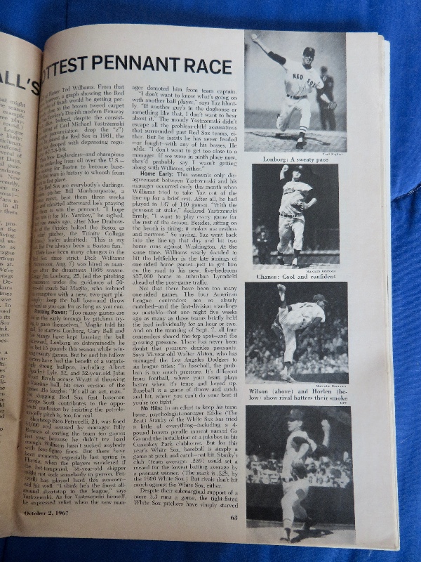 Newsweek Magazine October 2, 1967 Down To The Wire: Boston's Carl Yastrzemski