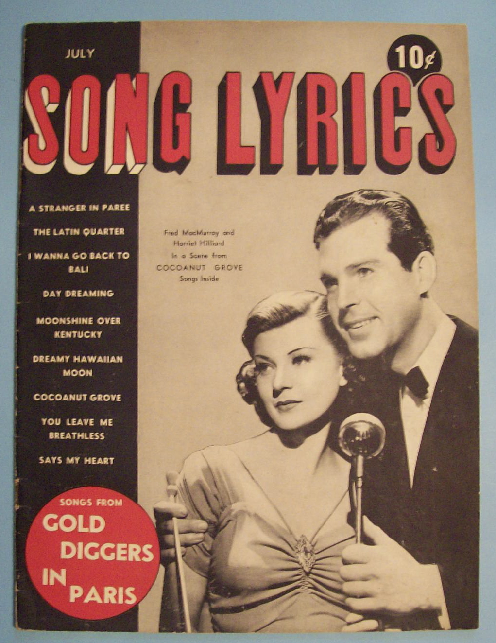 Song Lyrics - July 1938 - F. MacMurray & H. Hilliard