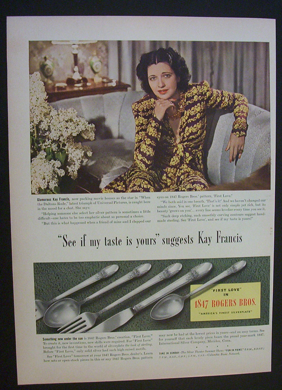 1940 1847 Rogers Bros Silverplate with Kay Francis