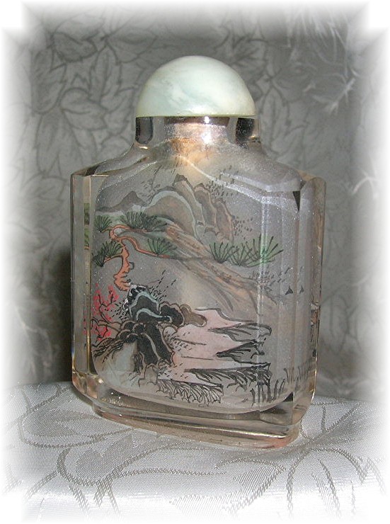 SNUFF BOTTLE Glass Reverse painted
