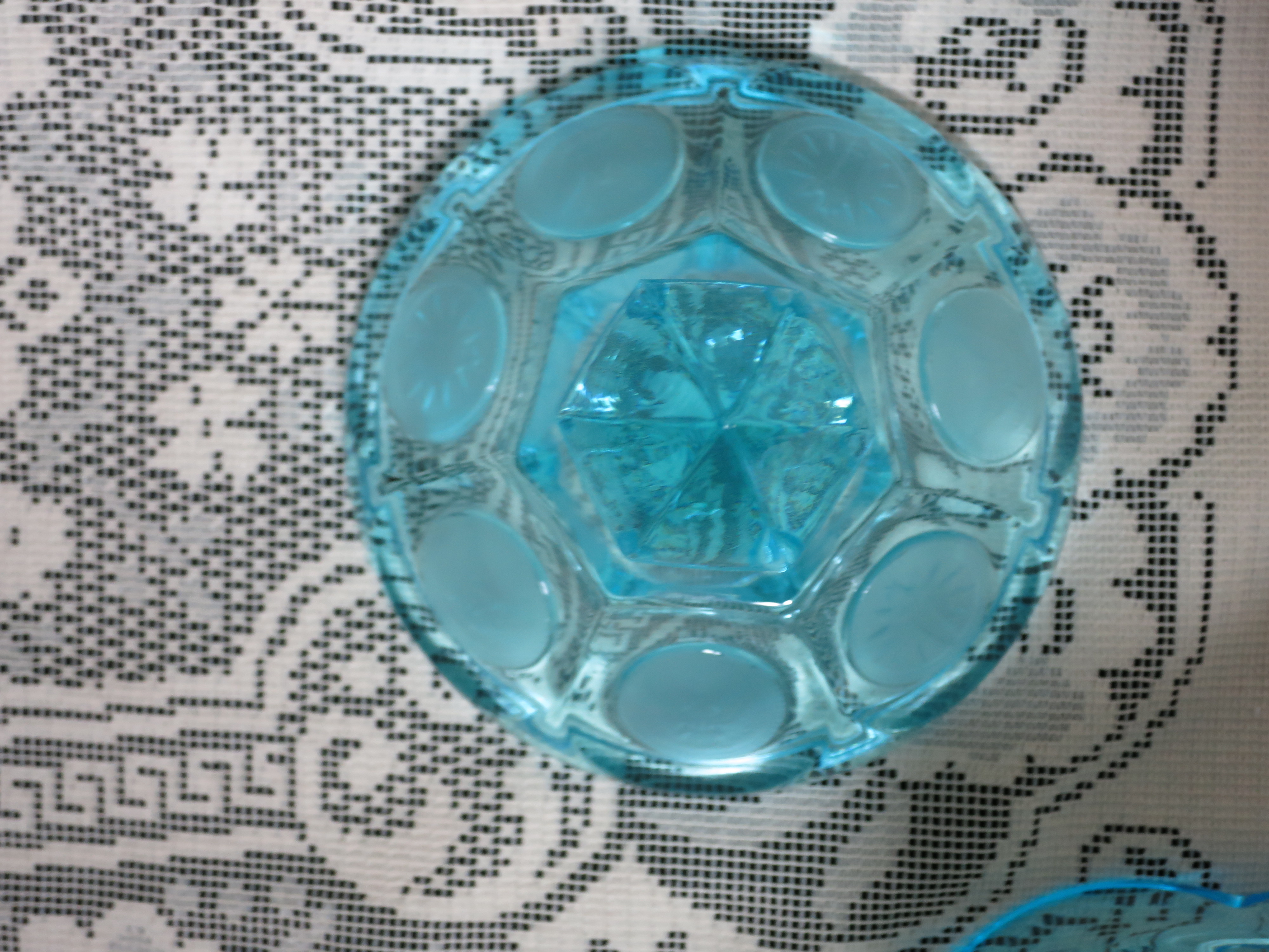 Fostoria Blue Coin Glass Sugar Bowl with lid