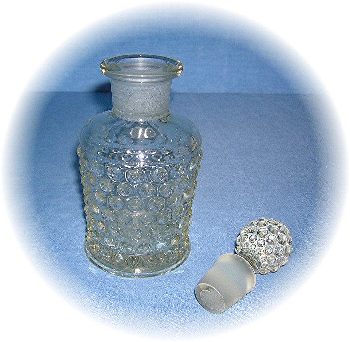 Clear Glass Hobnial Bottle With Stopper