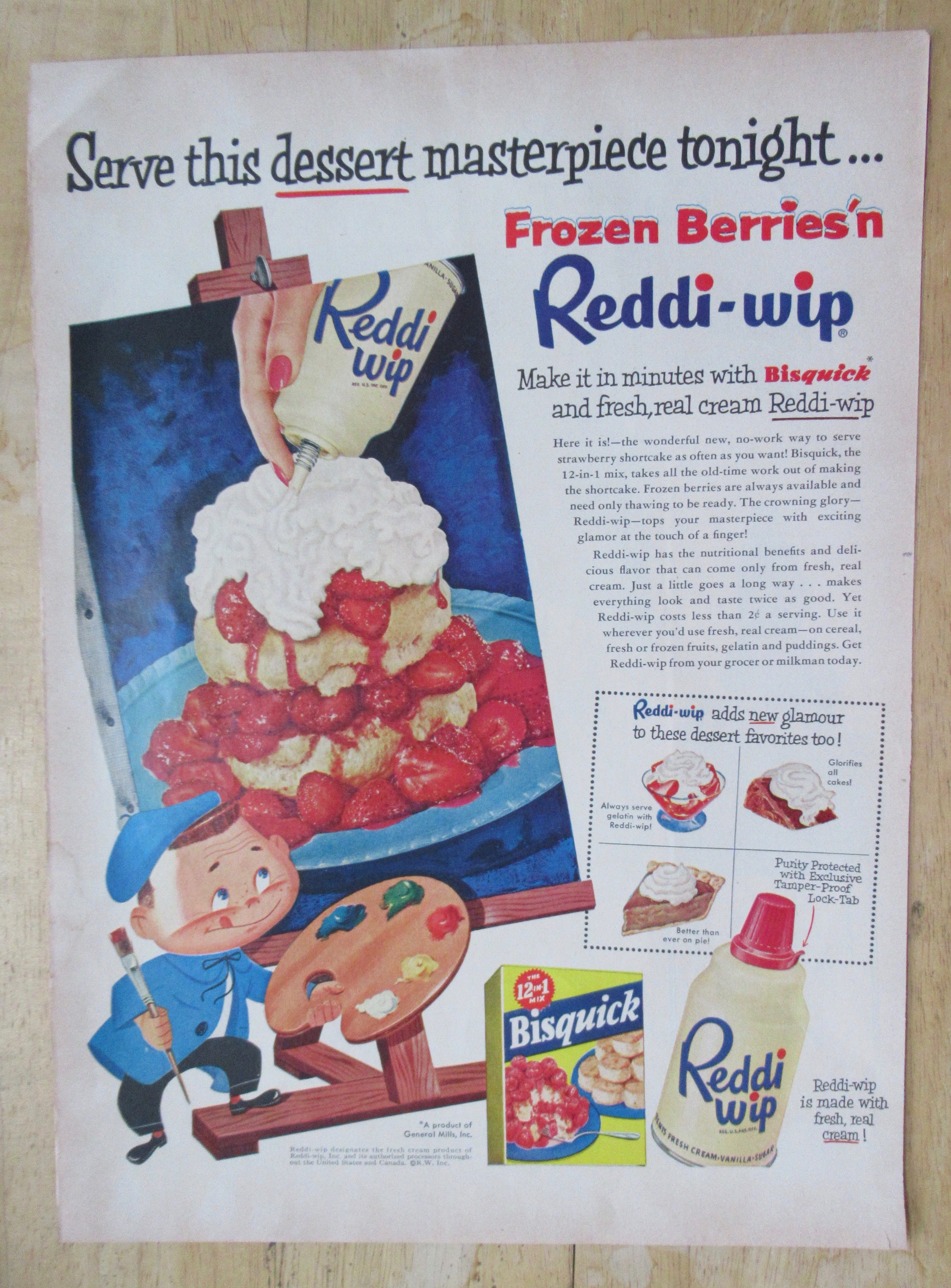 1955 Reddi Wip Cream with Frozen Berries Dessert