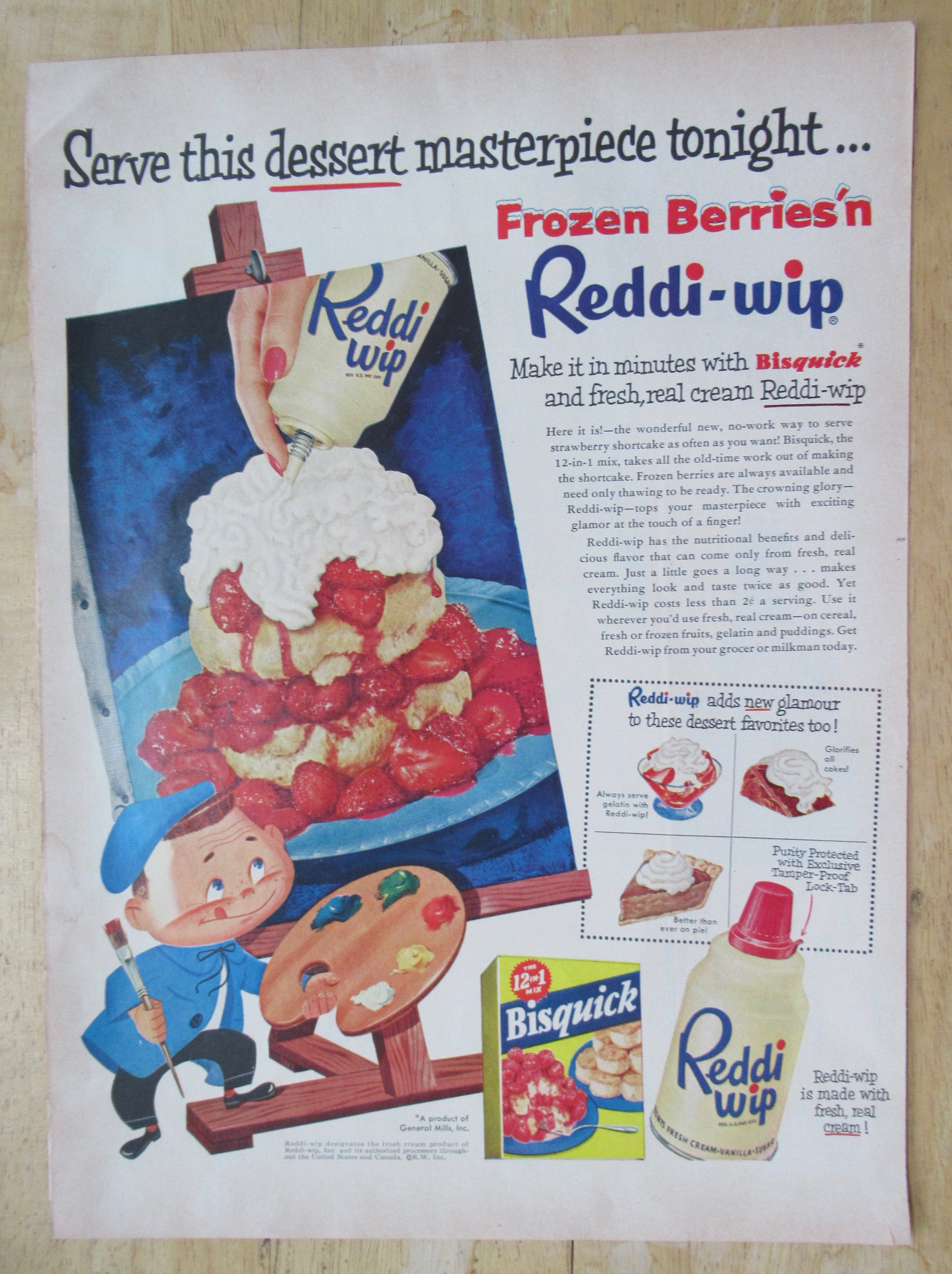 1955 Reddi Wip Cream with Frozen Berries Dessert