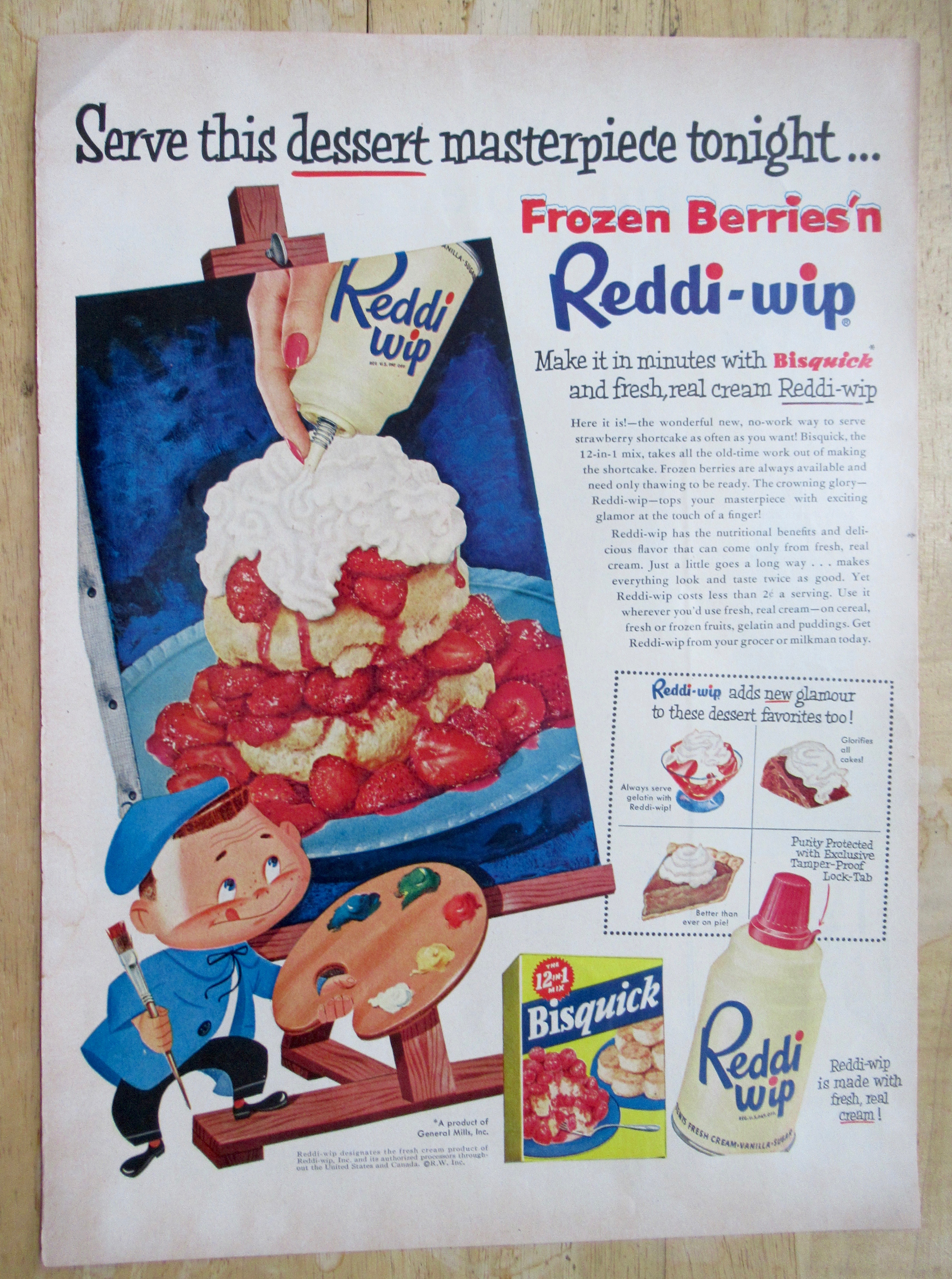 1955 Reddi Wip Cream with Frozen Berries Dessert