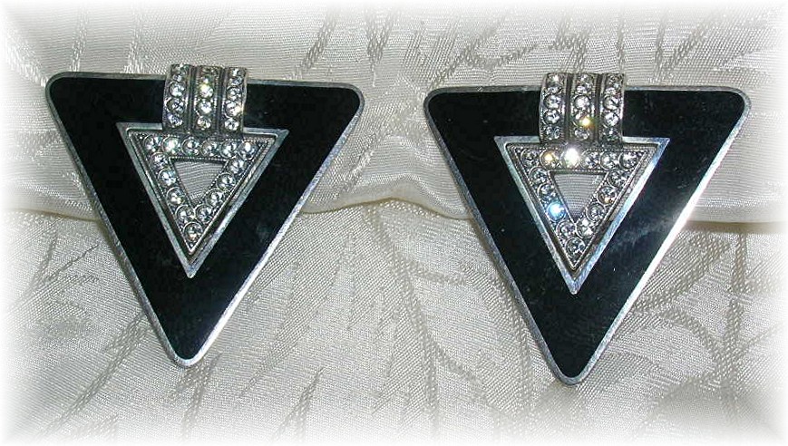 Sterling Silver Enamel & Crystal ARI Earrings