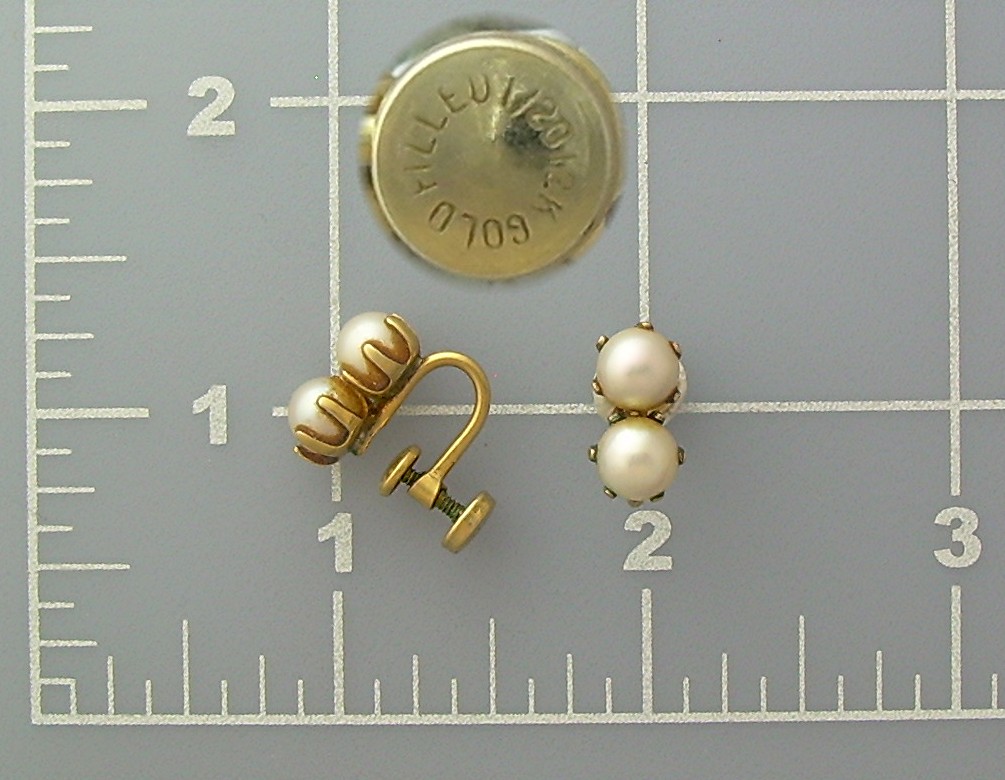 1/20 Gold Fill & Genuine Pearls Screw Back Earrings