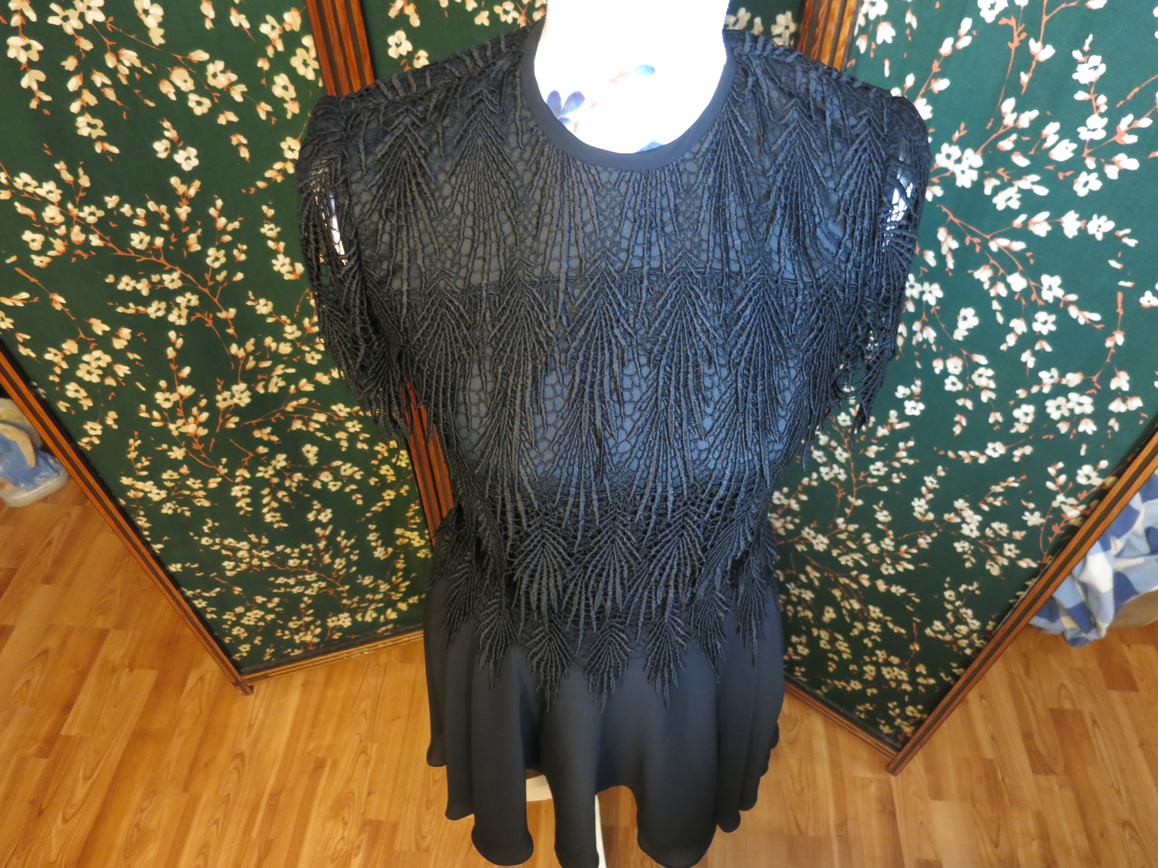 Vintage Night Way Black Flapper Formal Dress Size 4