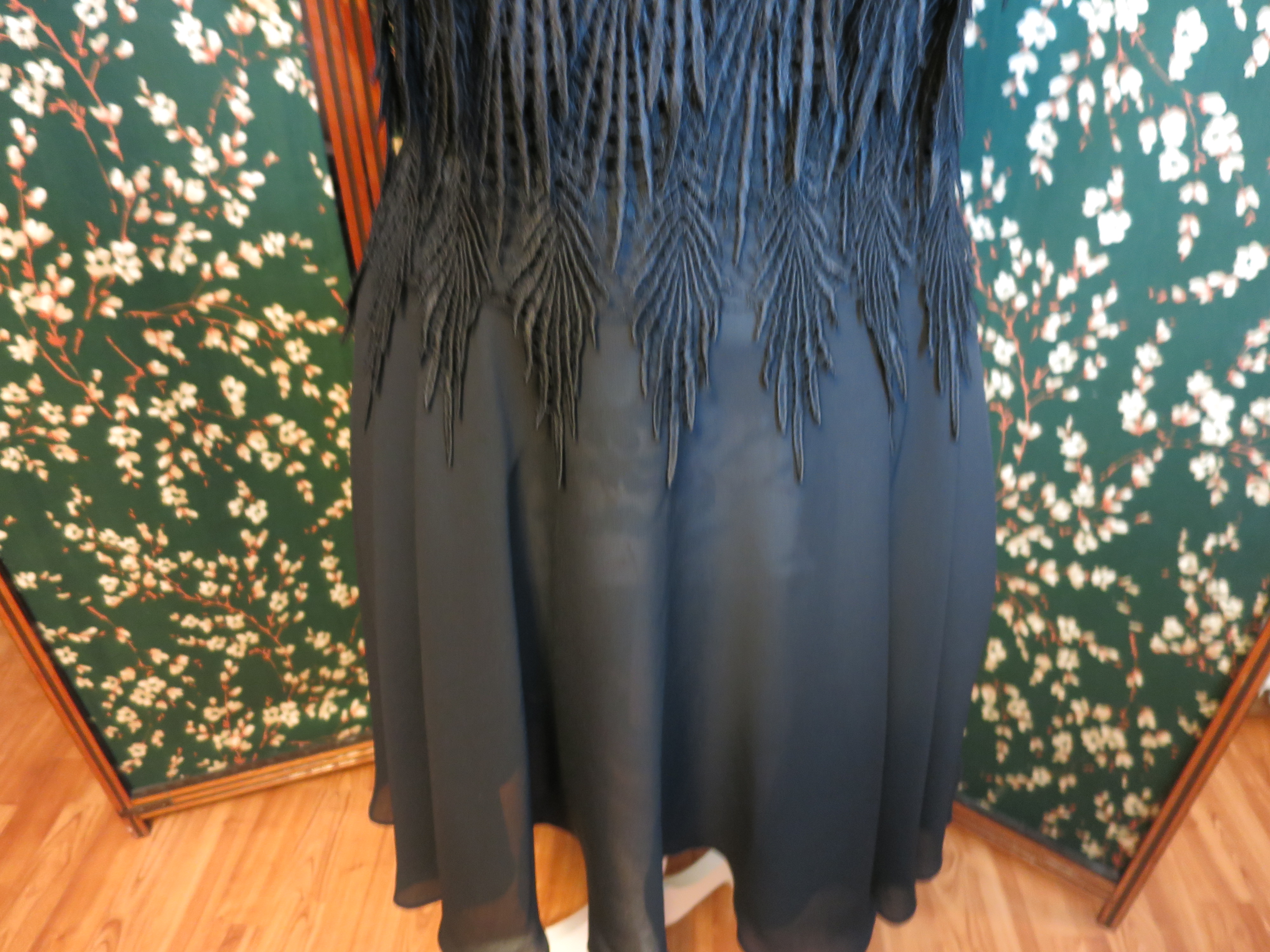 Vintage Night Way Black Flapper Formal Dress Size 4