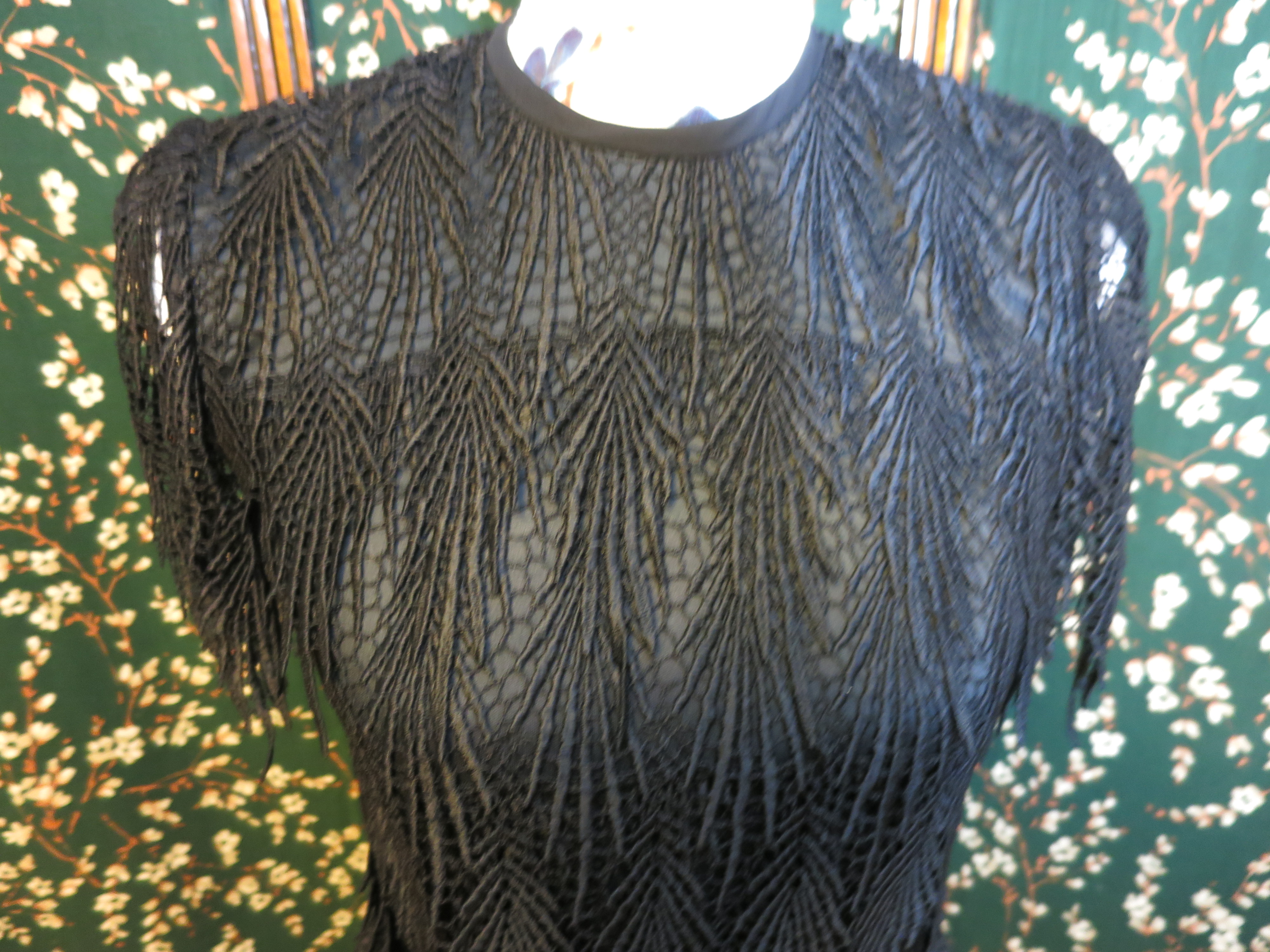 Vintage Night Way Black Flapper Formal Dress Size 4