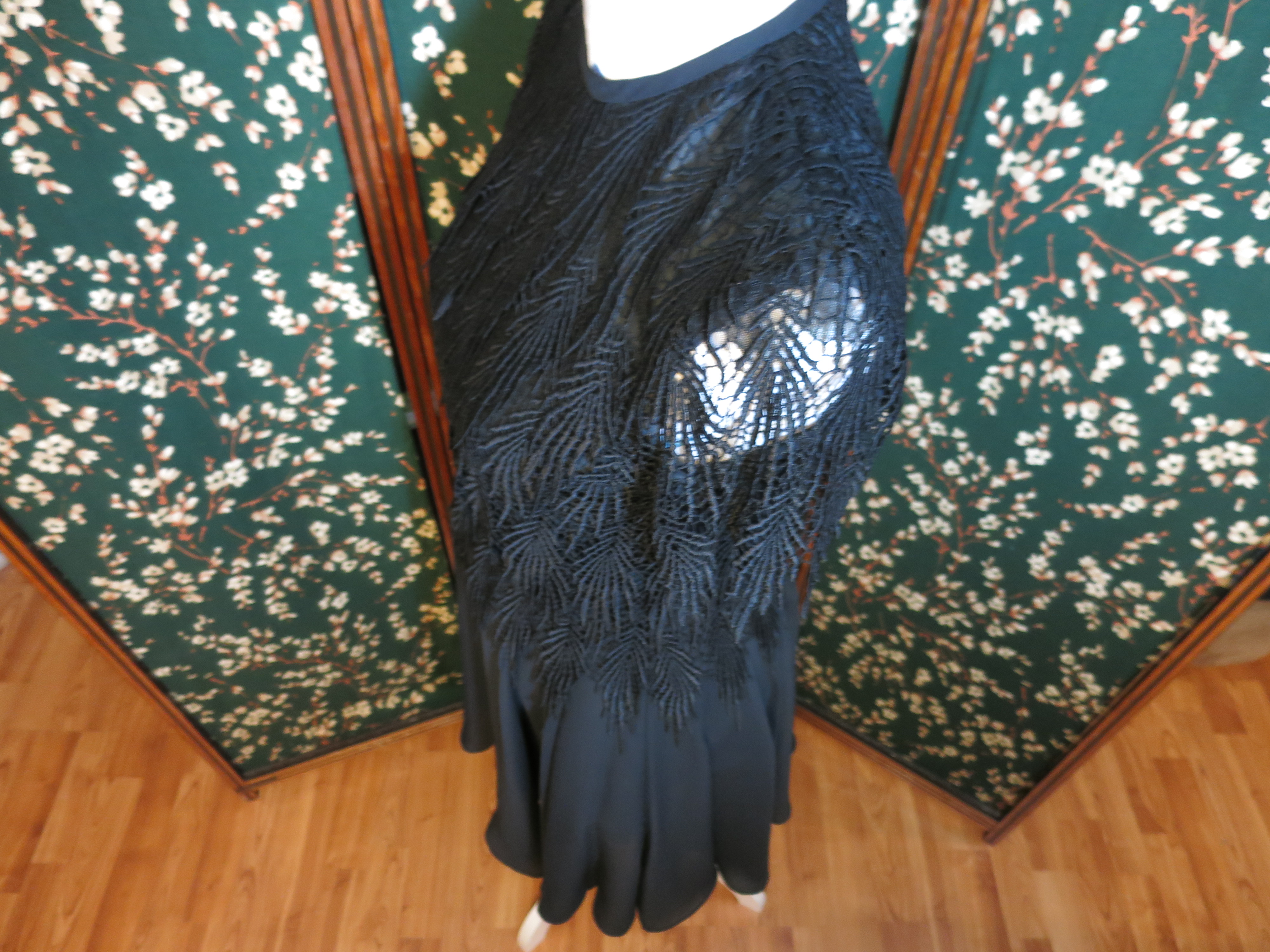 Vintage Night Way Black Flapper Formal Dress Size 4