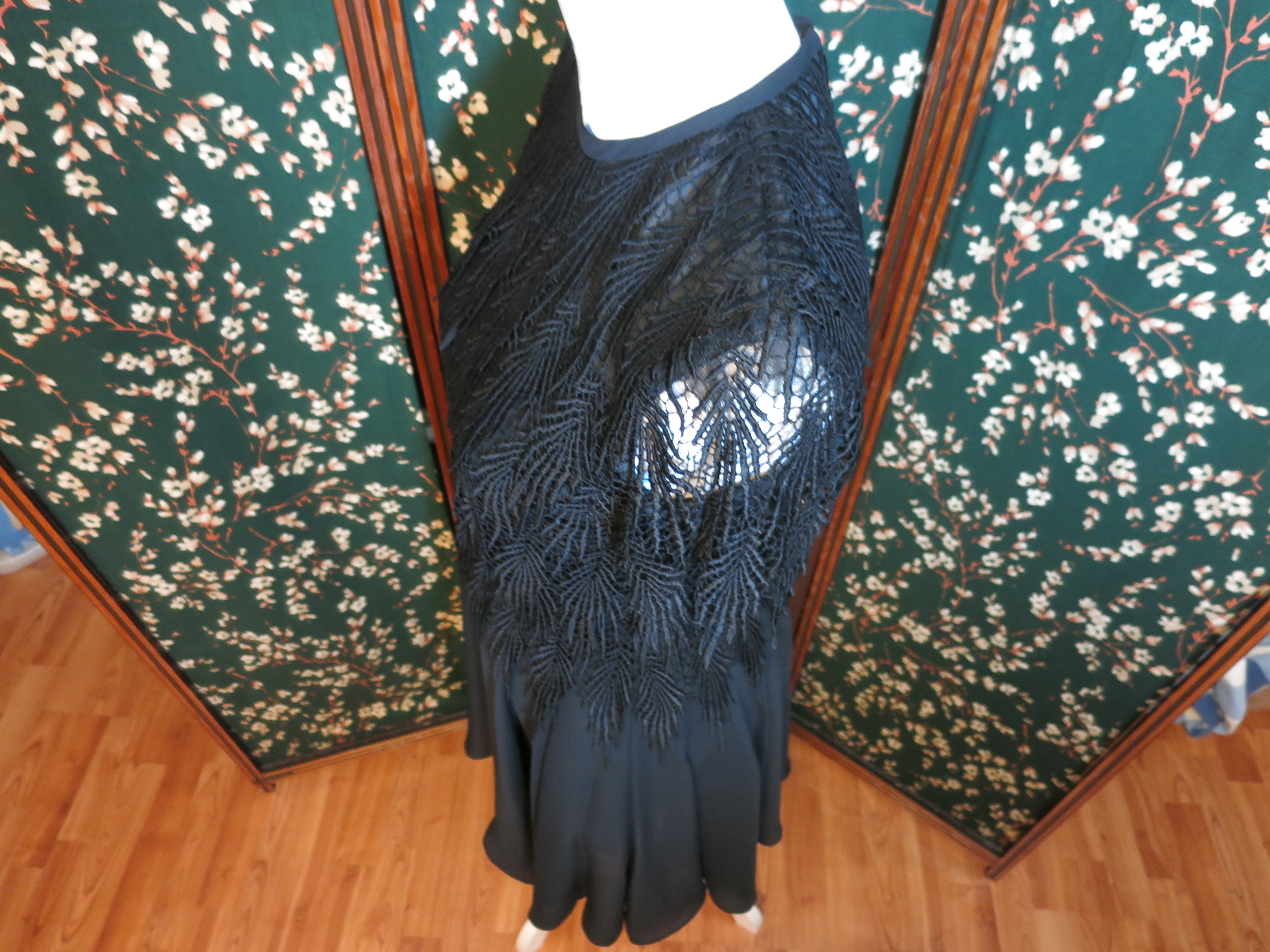 Vintage Night Way Black Flapper Formal Dress Size 4