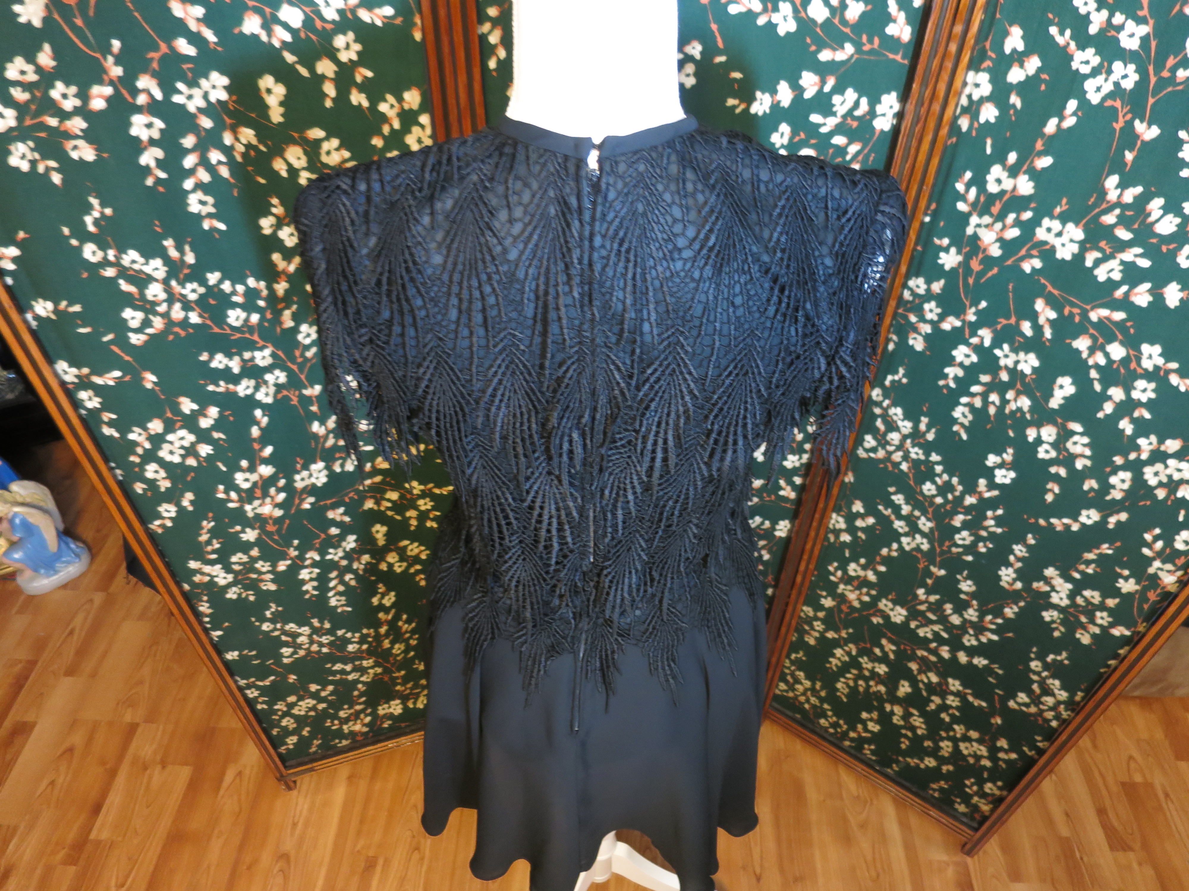 Vintage Night Way Black Flapper Formal Dress Size 4