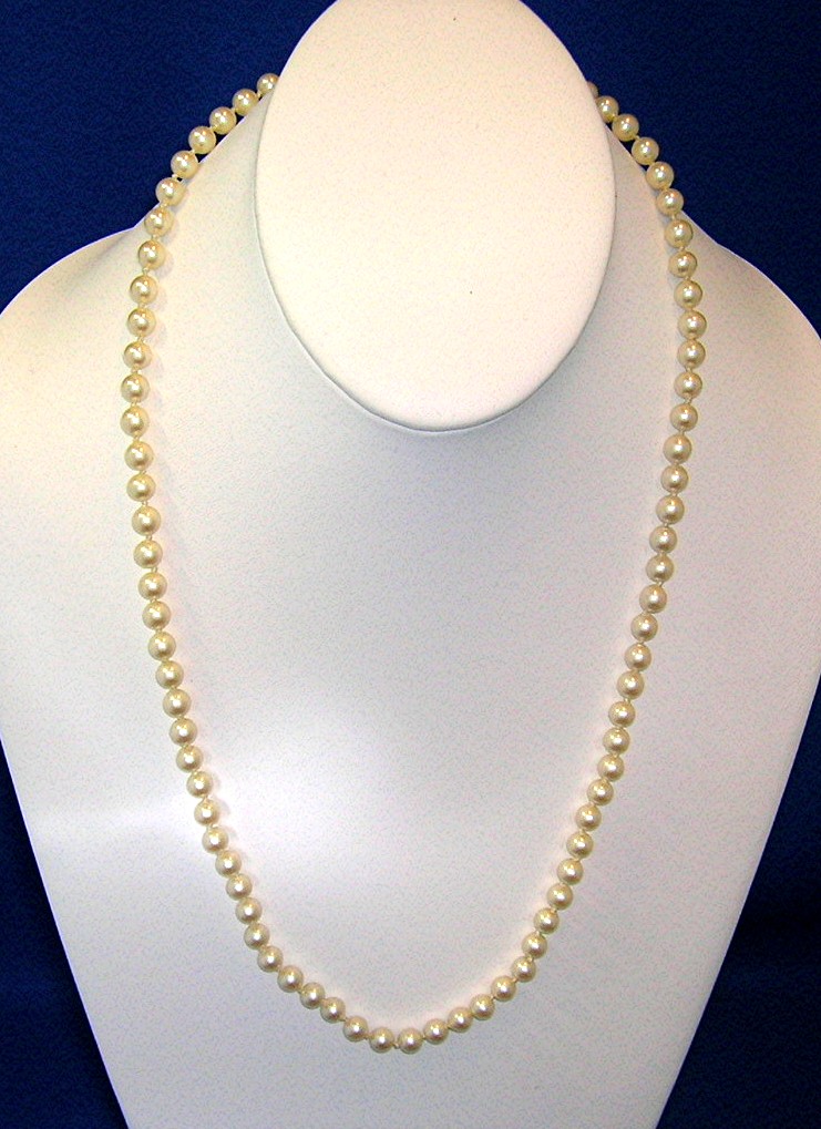 24 Inch Vintage 6.5mm  MONET Faux Pearls