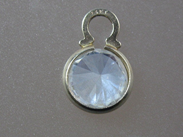 Earring 14K Yellow Gold Crystal Ear Pendant Drops.