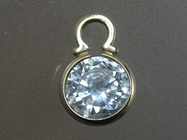 Earring 14K Yellow Gold Crystal Ear Pendant Drops.