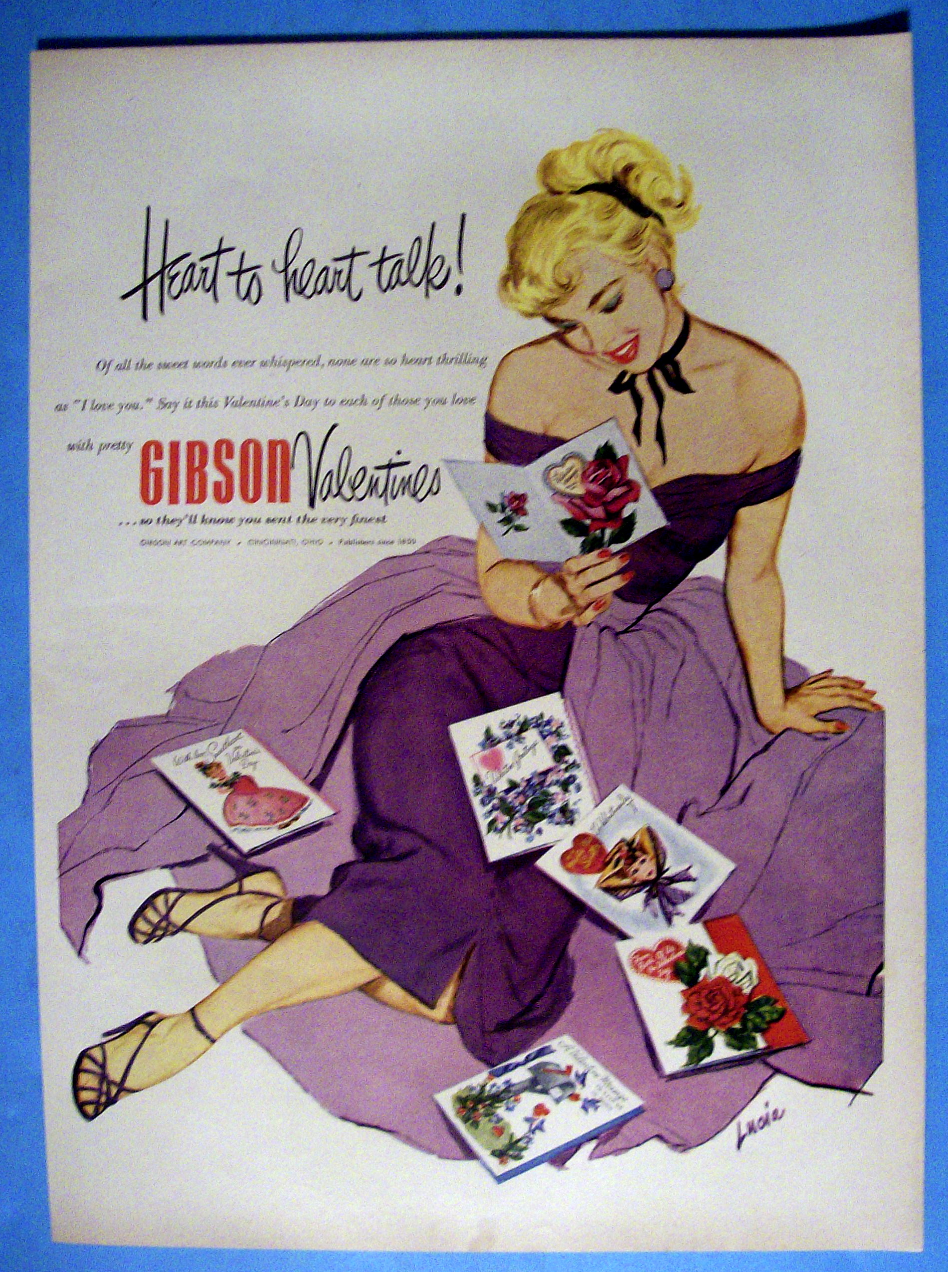 1952 Gibson Valentine Cards with Woman Reading Card