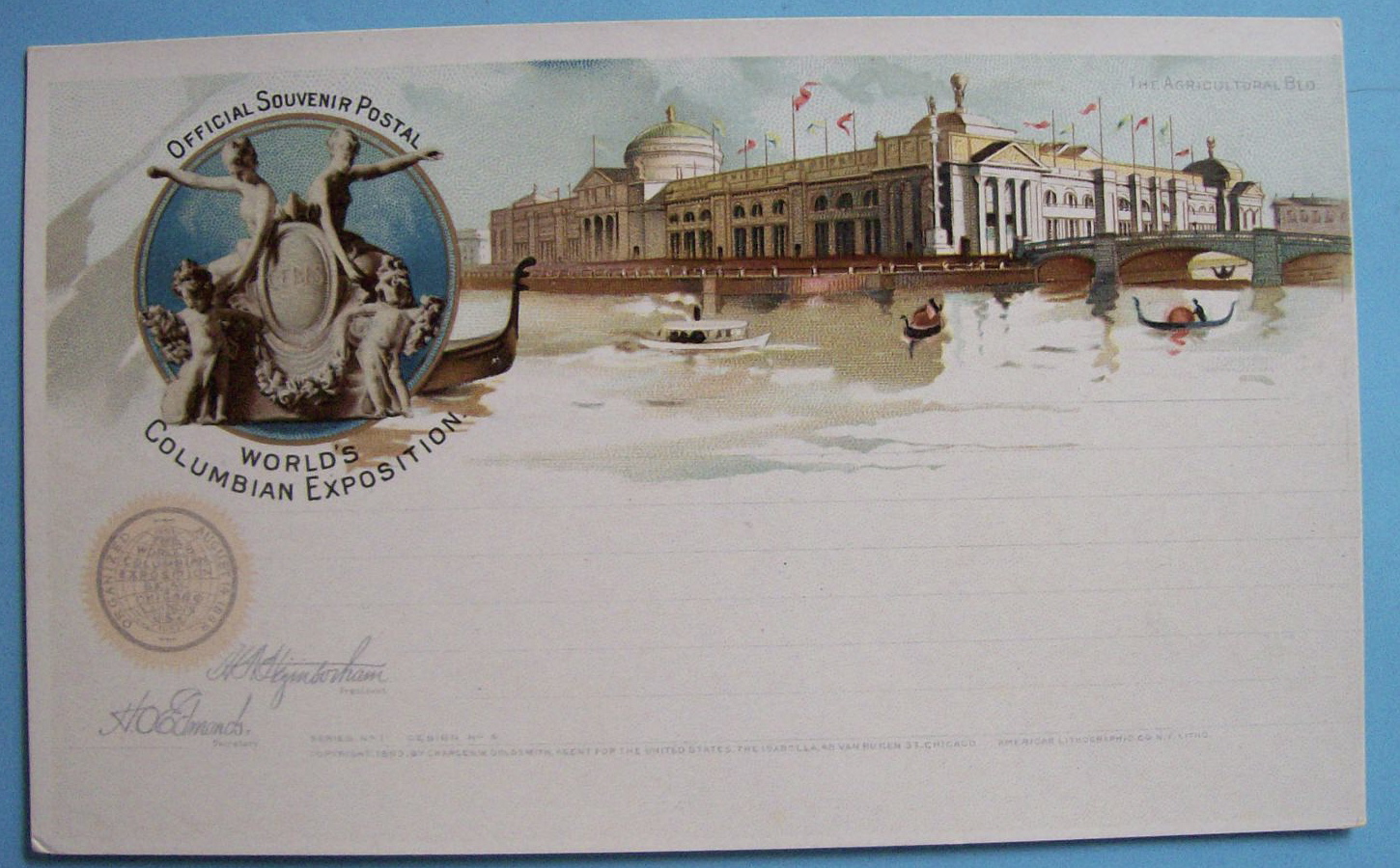 1893 Columbian Exposition Agricultural Bldg Postcard