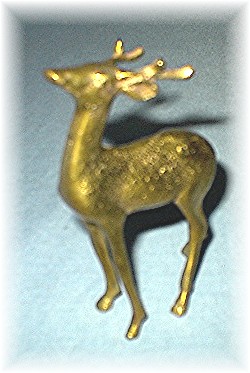 4 1/2 Inch Tall Brass Deer With Antlers