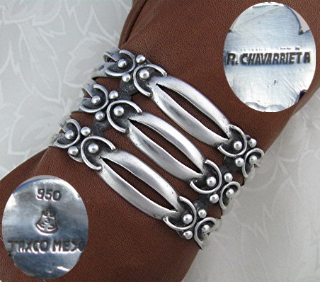 Taxco Mexico Sterling Silver Bracelet R CHAVARRIETA