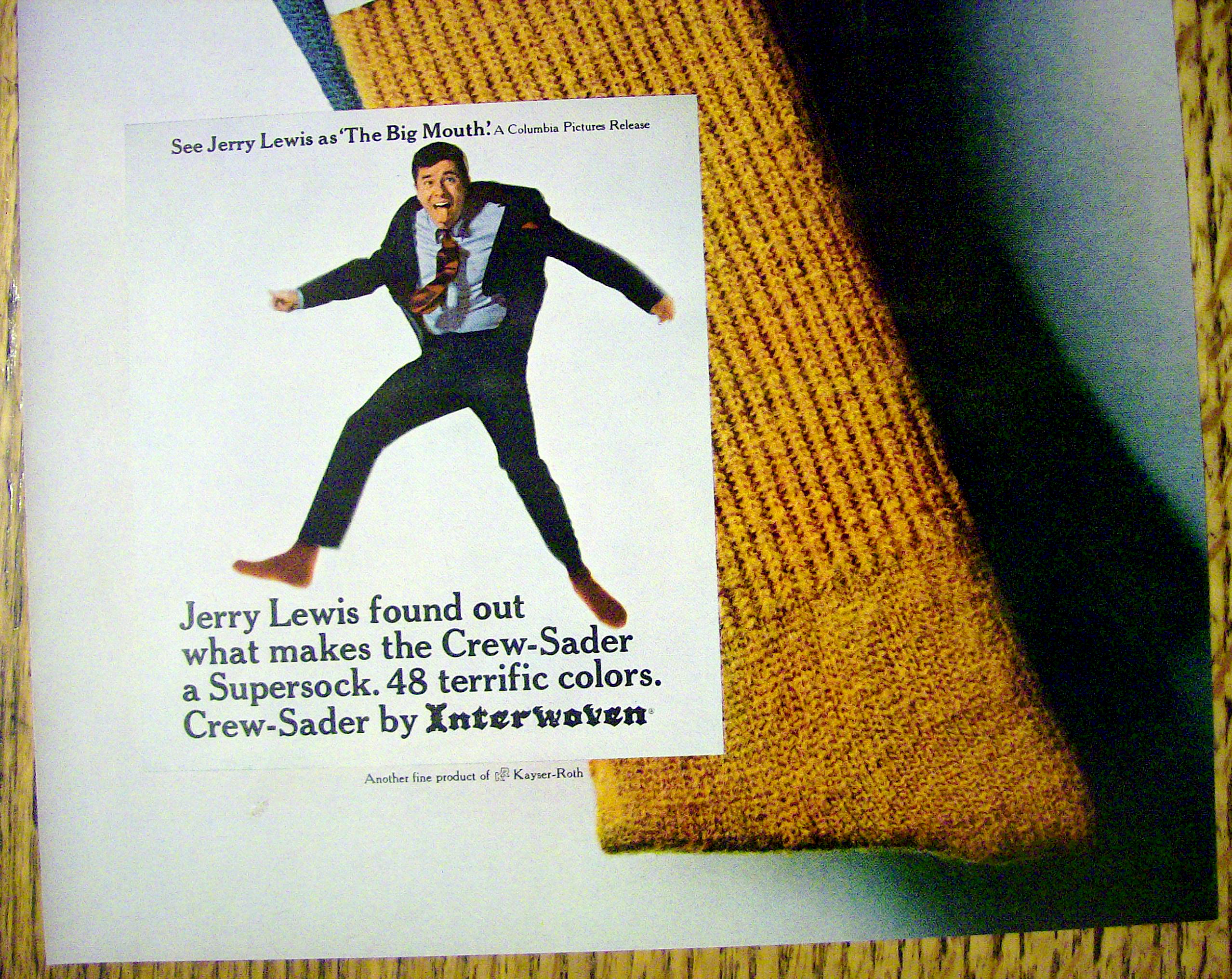 1967 Interwoven Socks with Jerry Lewis As The Big Mouth