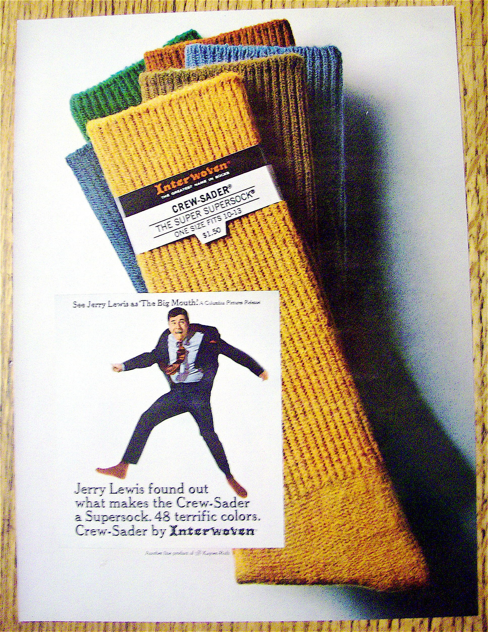 1967 Interwoven Socks with Jerry Lewis As The Big Mouth