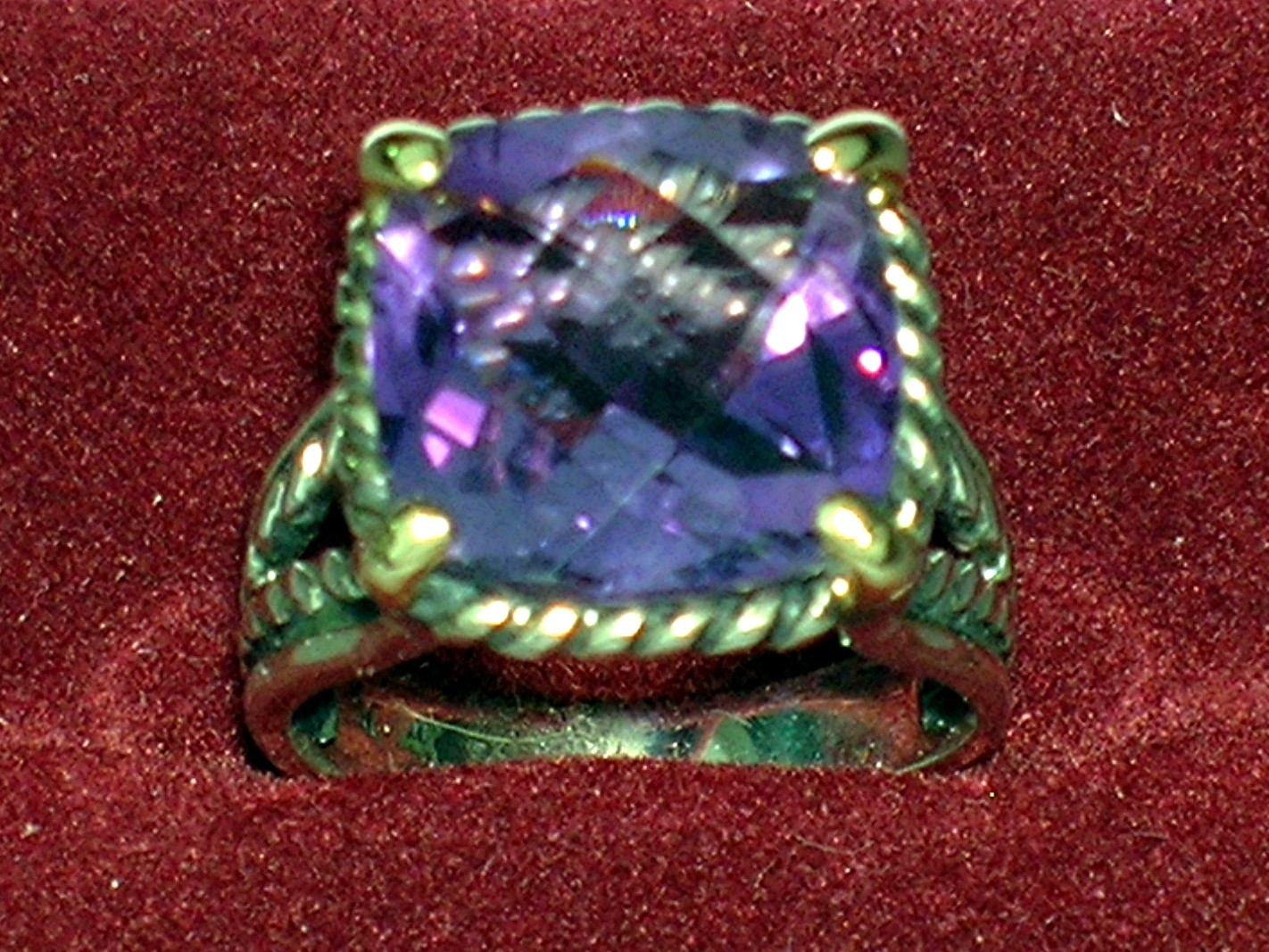 Ring 14K Gold Sterling Silver and Amethyst  Mark AE 14K