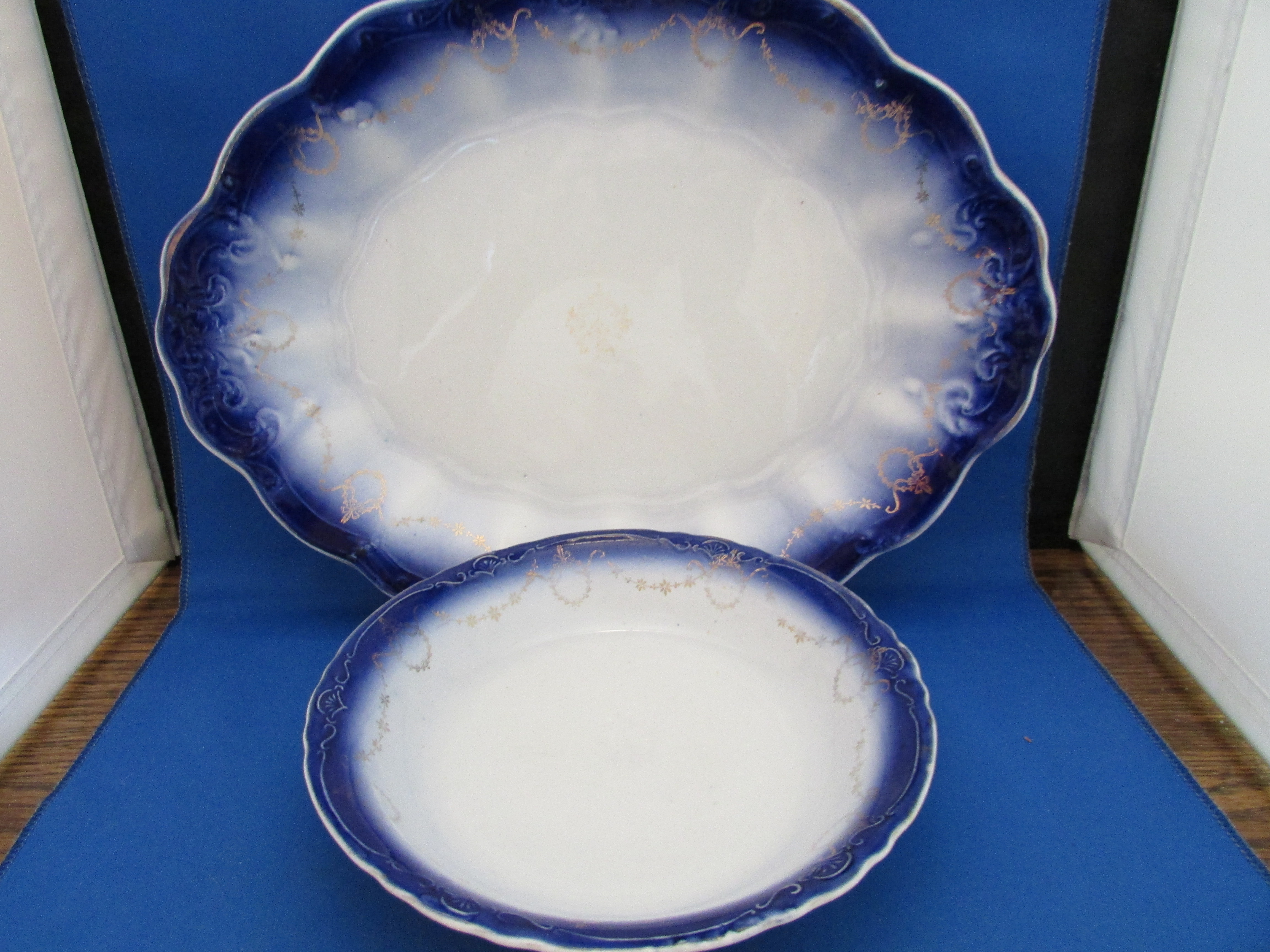 Flow Blue Platter and Bowl from La Francaise