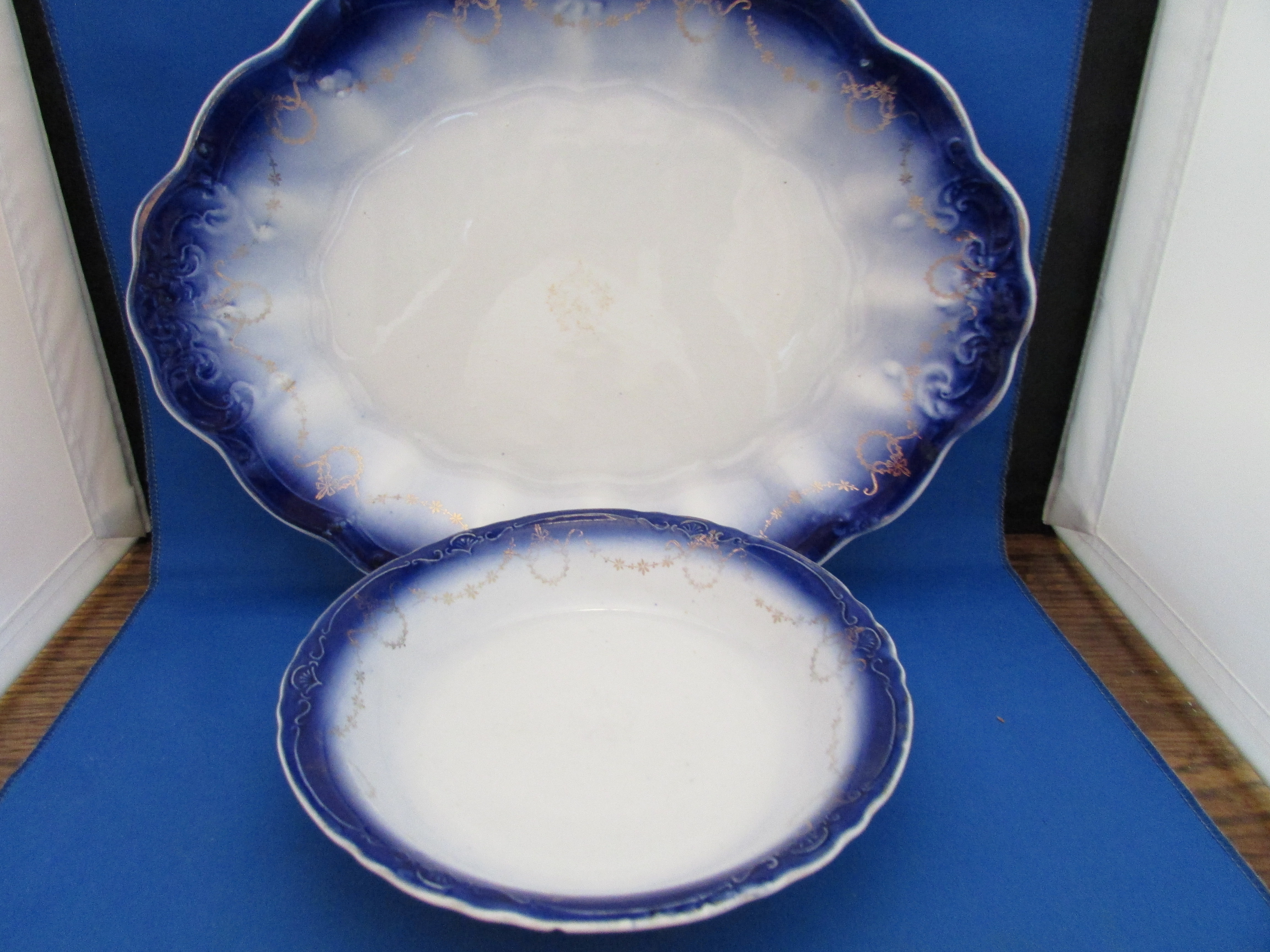 Flow Blue Platter and Bowl from La Francaise