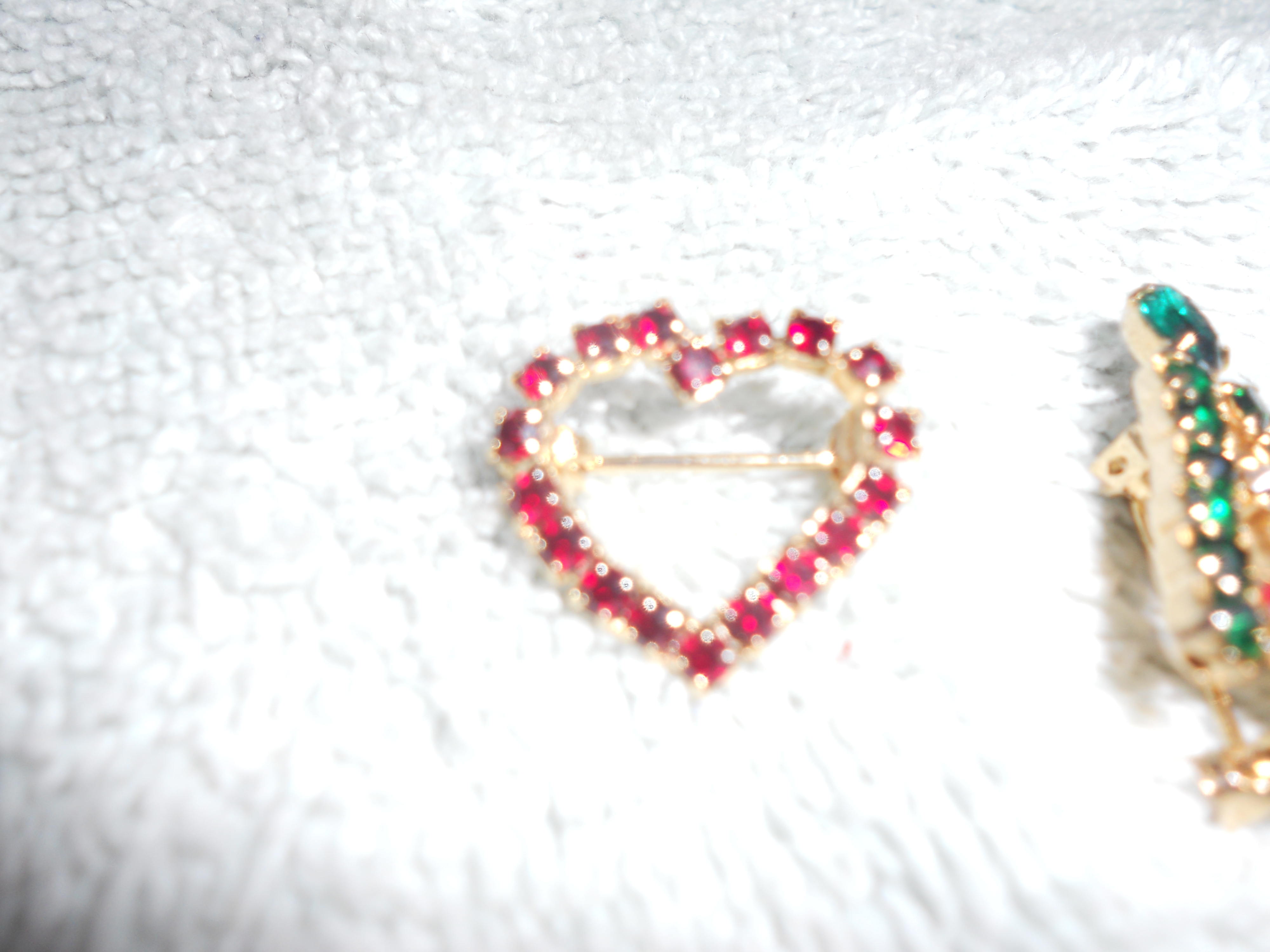 Rhinestone pin set tree and Heart 1970s