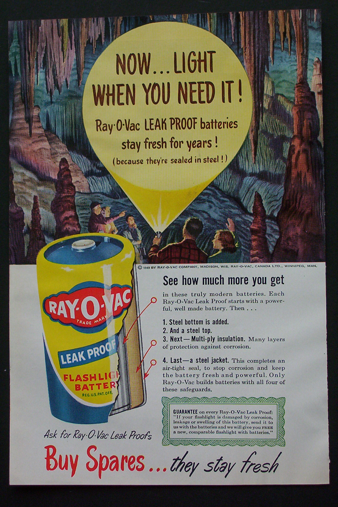 1950 Ray-O-Vac Battery with Batteries Stay Fresh