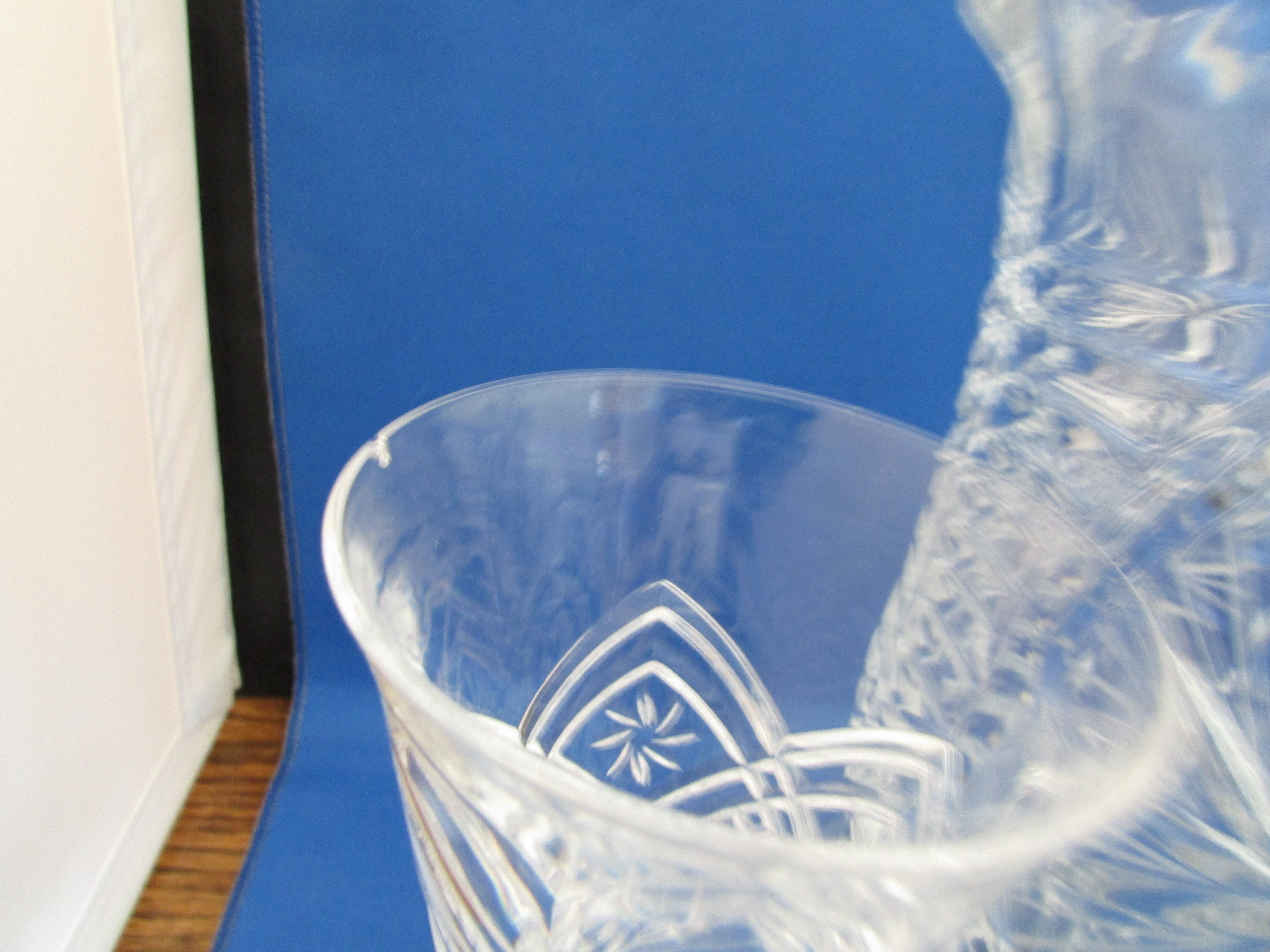 Cut Glass Crystal Pitcher and Two Matching Glasses