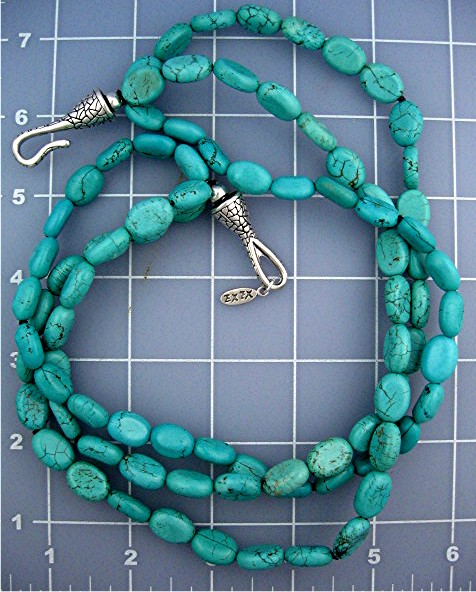 EX EX Sterling Silver Kingman Turquoise 3 Strand Neckla