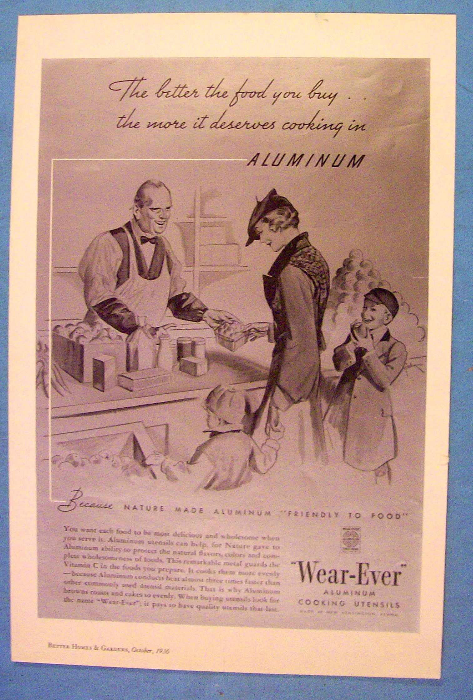 1936 Wear-Ever Aluminum Cooking Utensils w/Woman & Kids