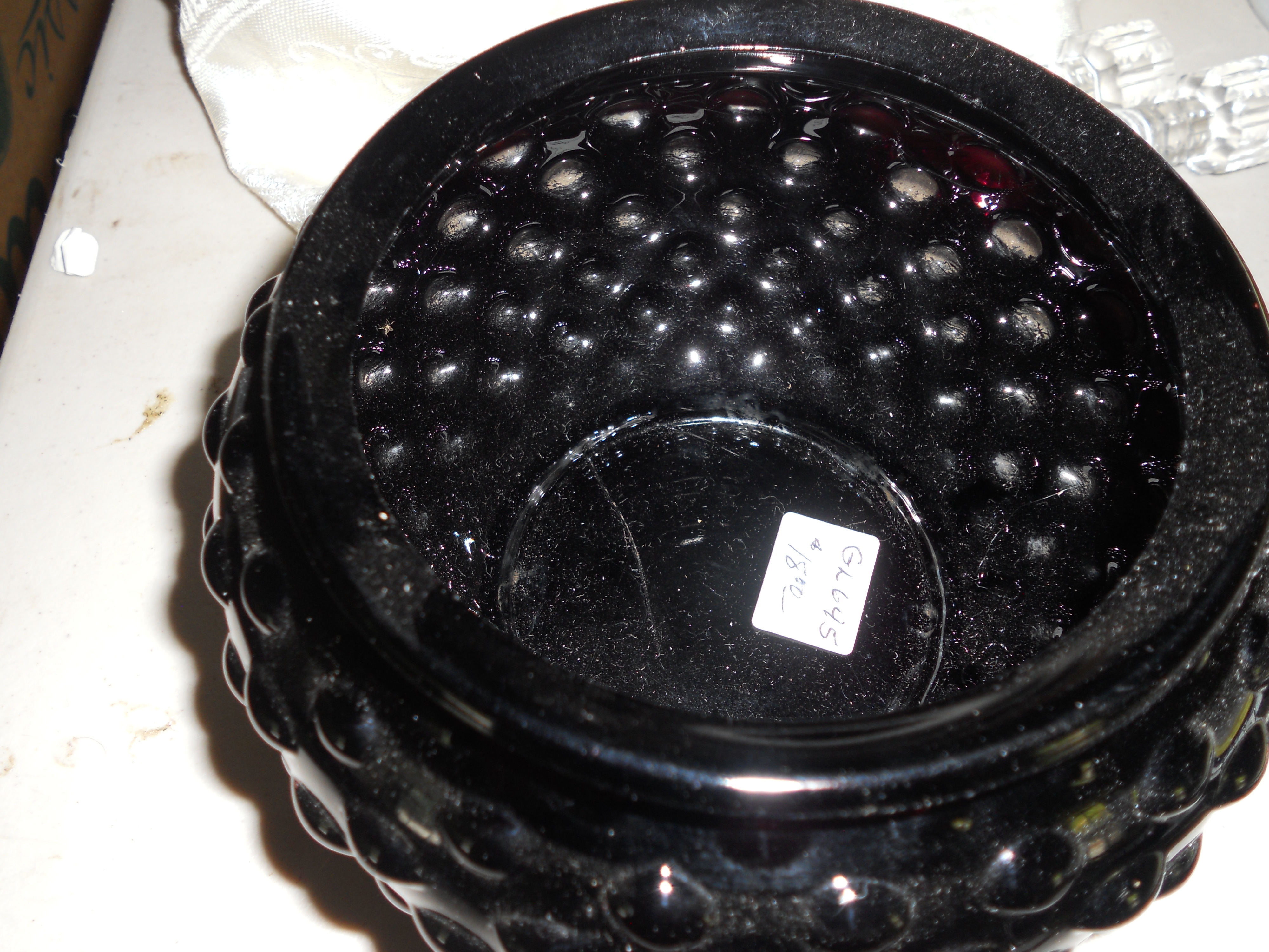 LE Smith Amethyst Hobnail Glass Vase Bowl