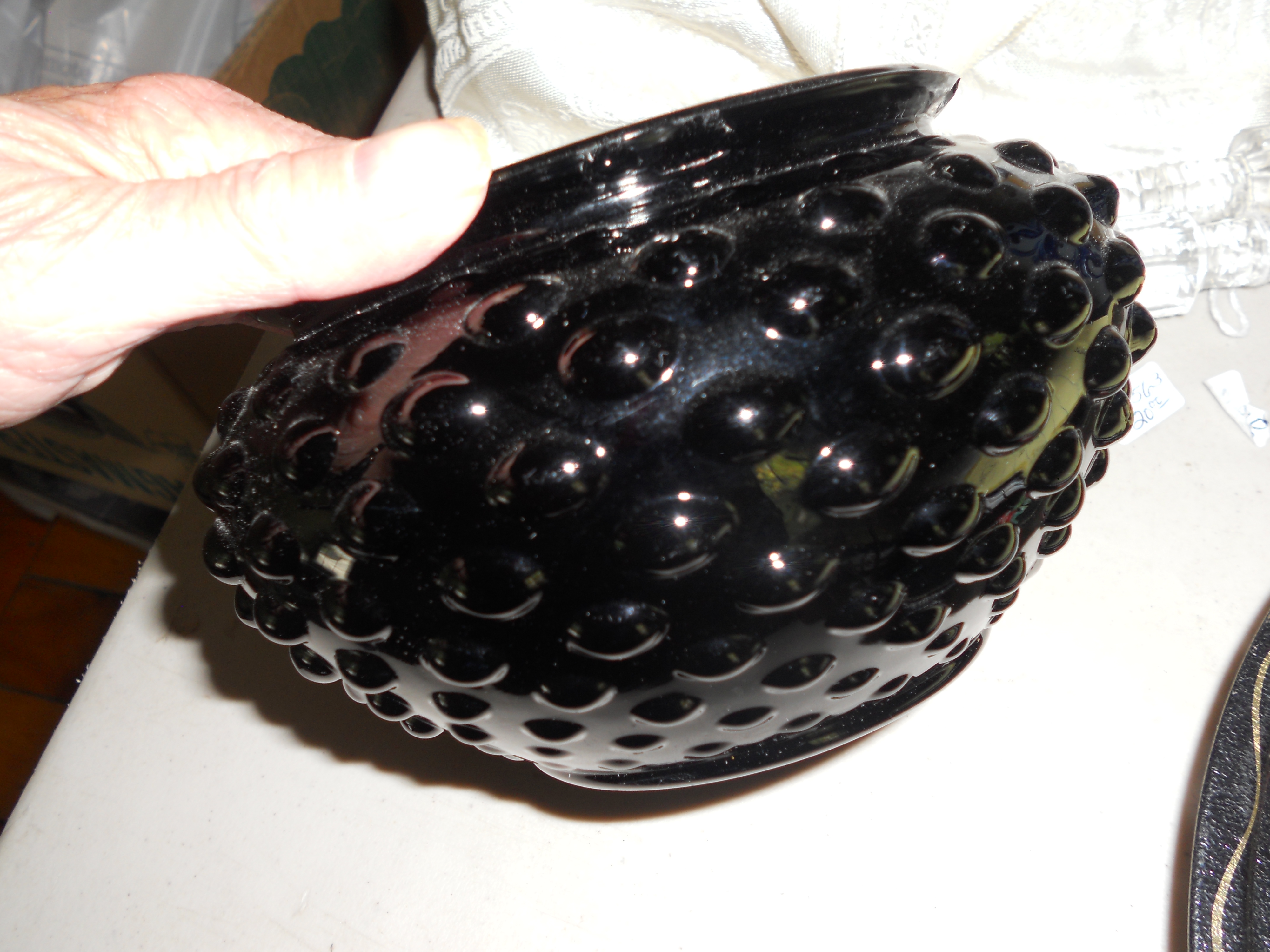 LE Smith Amethyst Hobnail Glass Vase Bowl