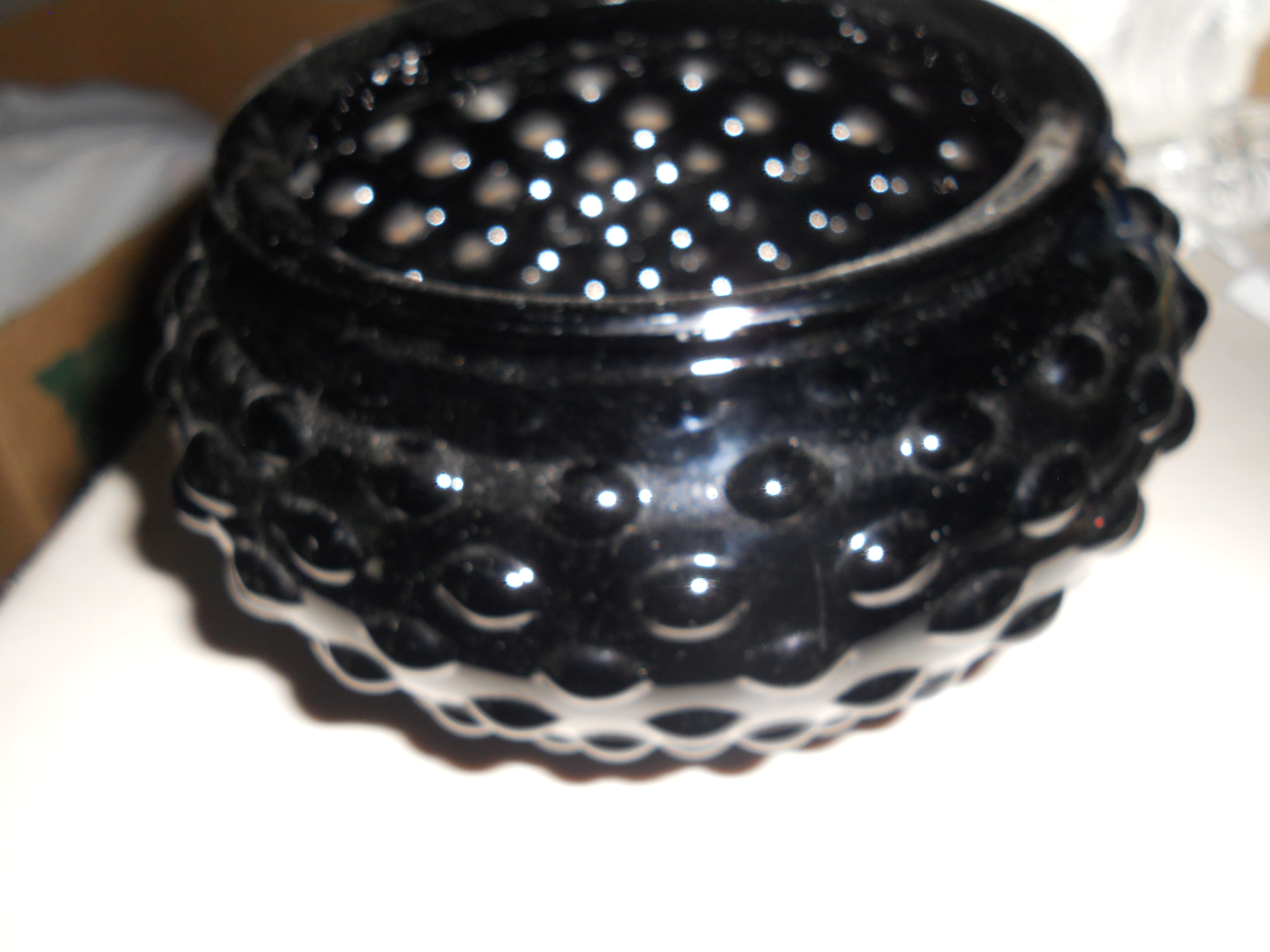 LE Smith Amethyst Hobnail Glass Vase Bowl