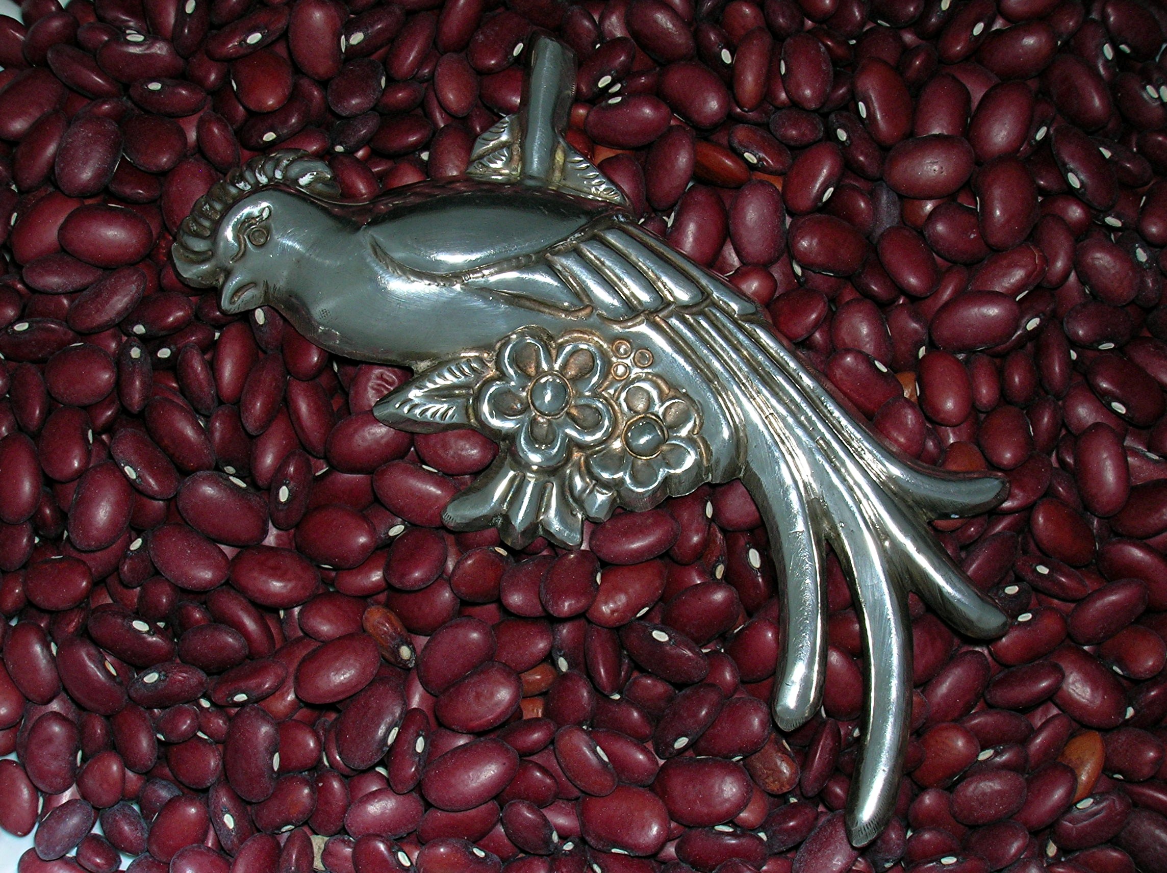 Mexico Silver 4 3/4 Inch Plumed Bird Brooch