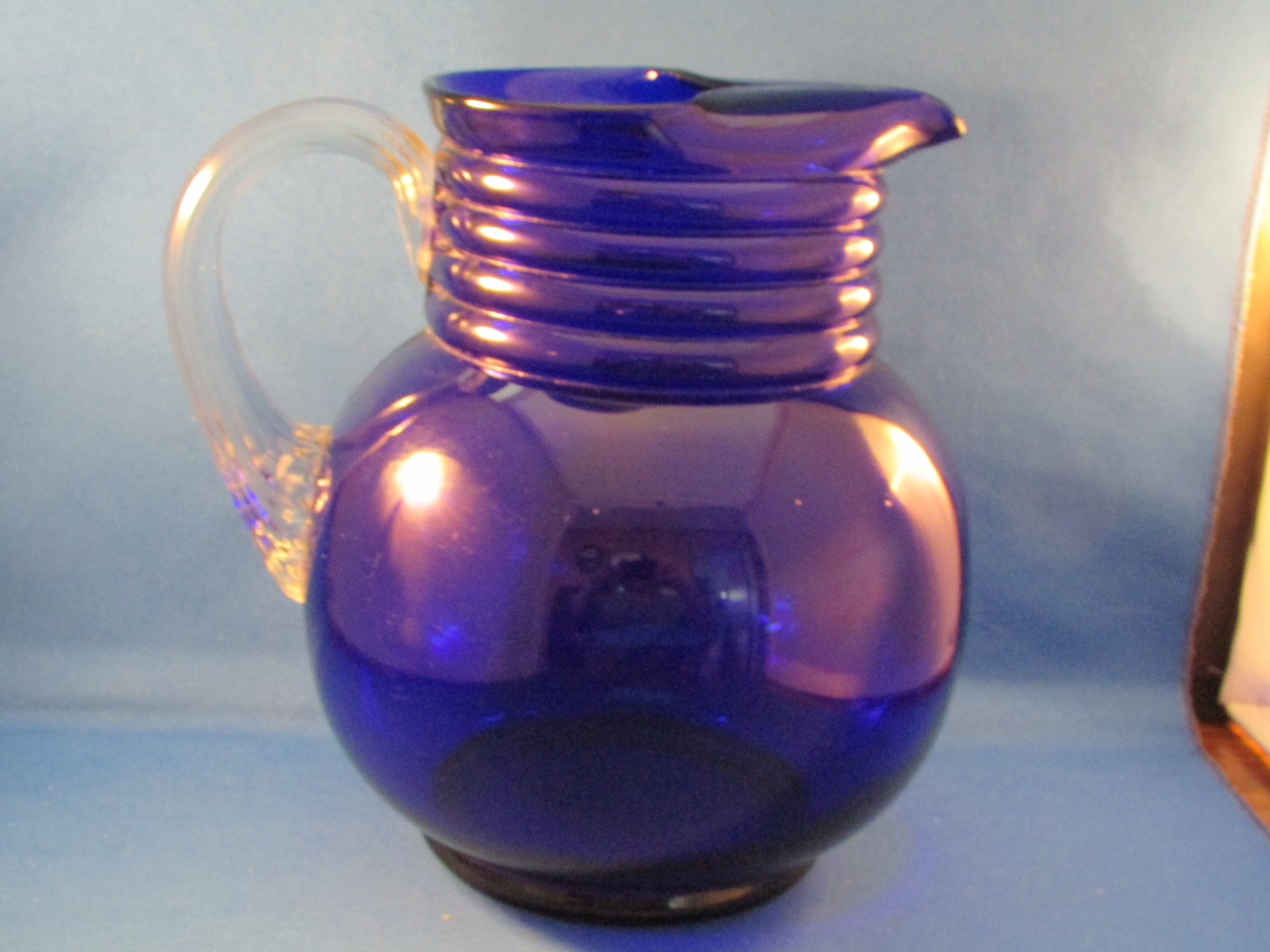 Cobalt Blue Glass Pitcher