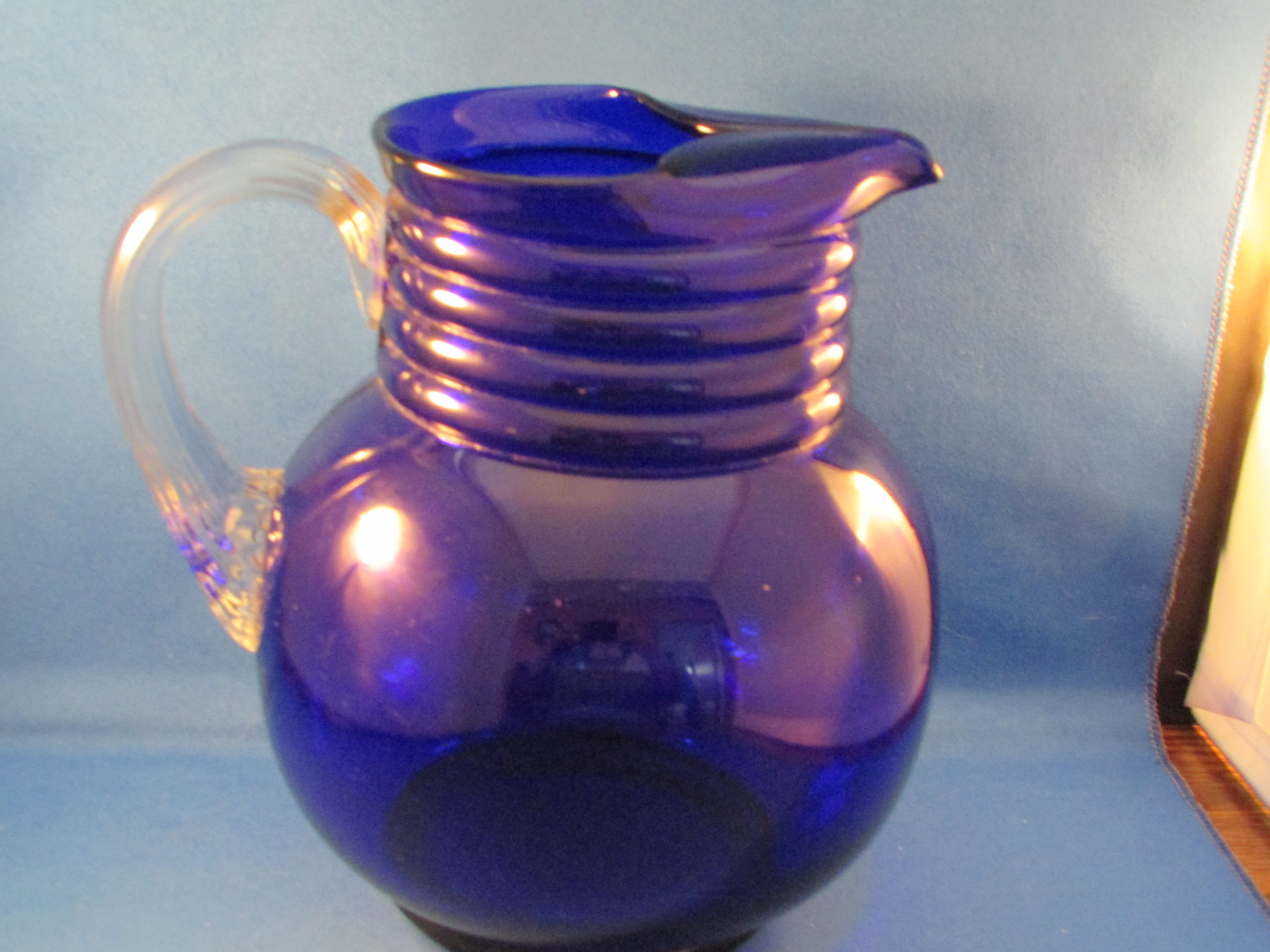 Cobalt Blue Glass Pitcher