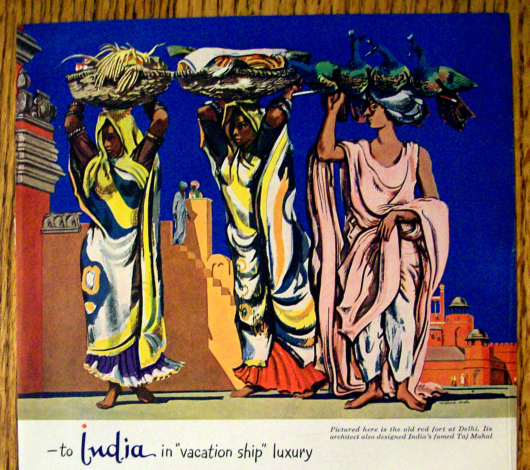 1947 American President Lines w/ Old Red Fort at Delhi