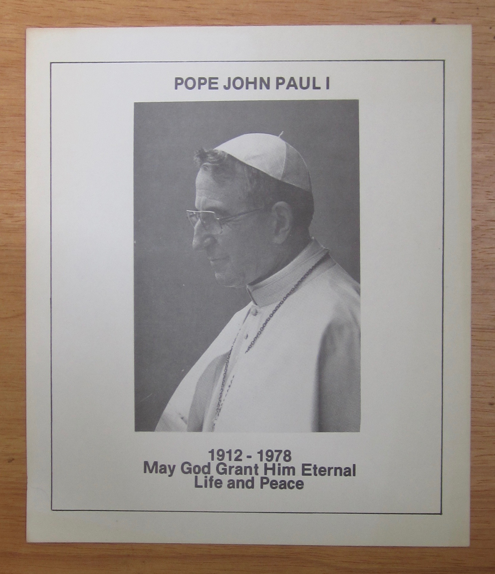 Pope John Paul I Memorial Handbill 1978