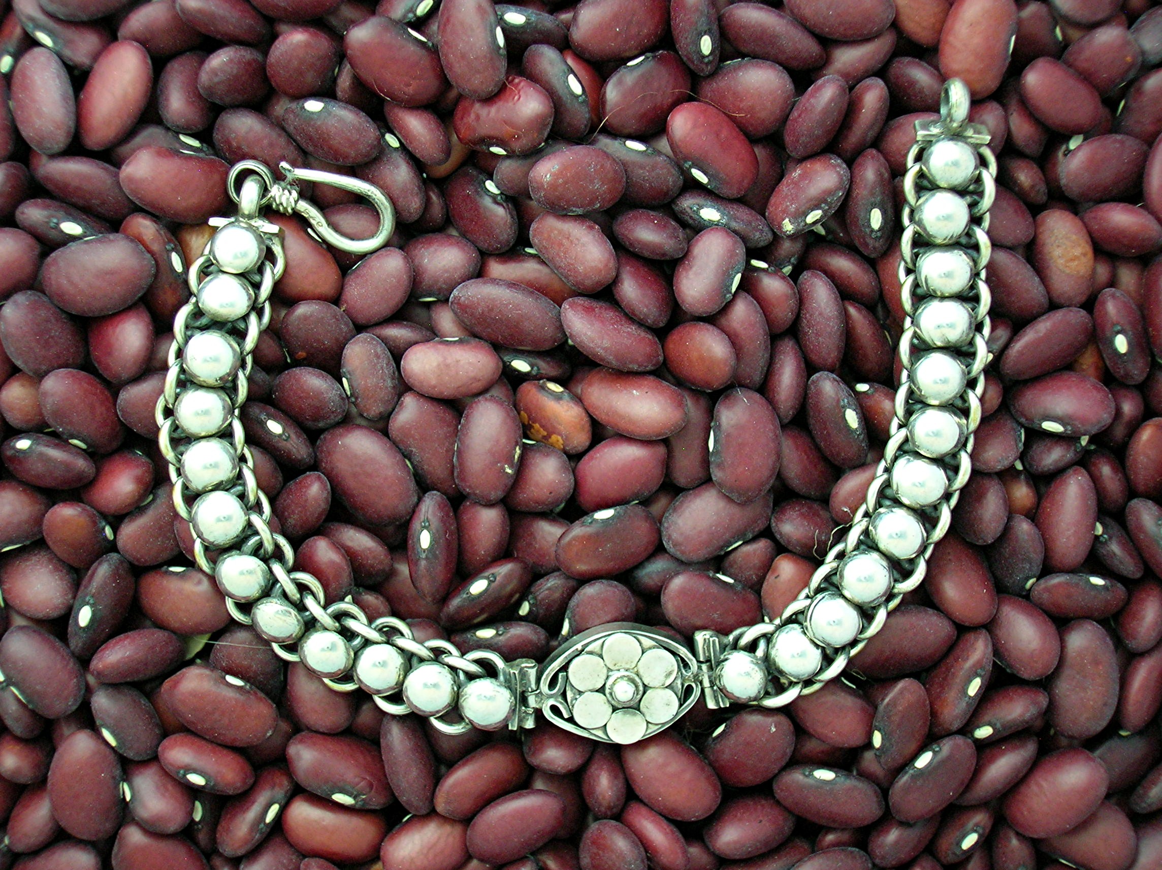 Sterling Silver Flower Bracelet Hook Clasp Indonesia